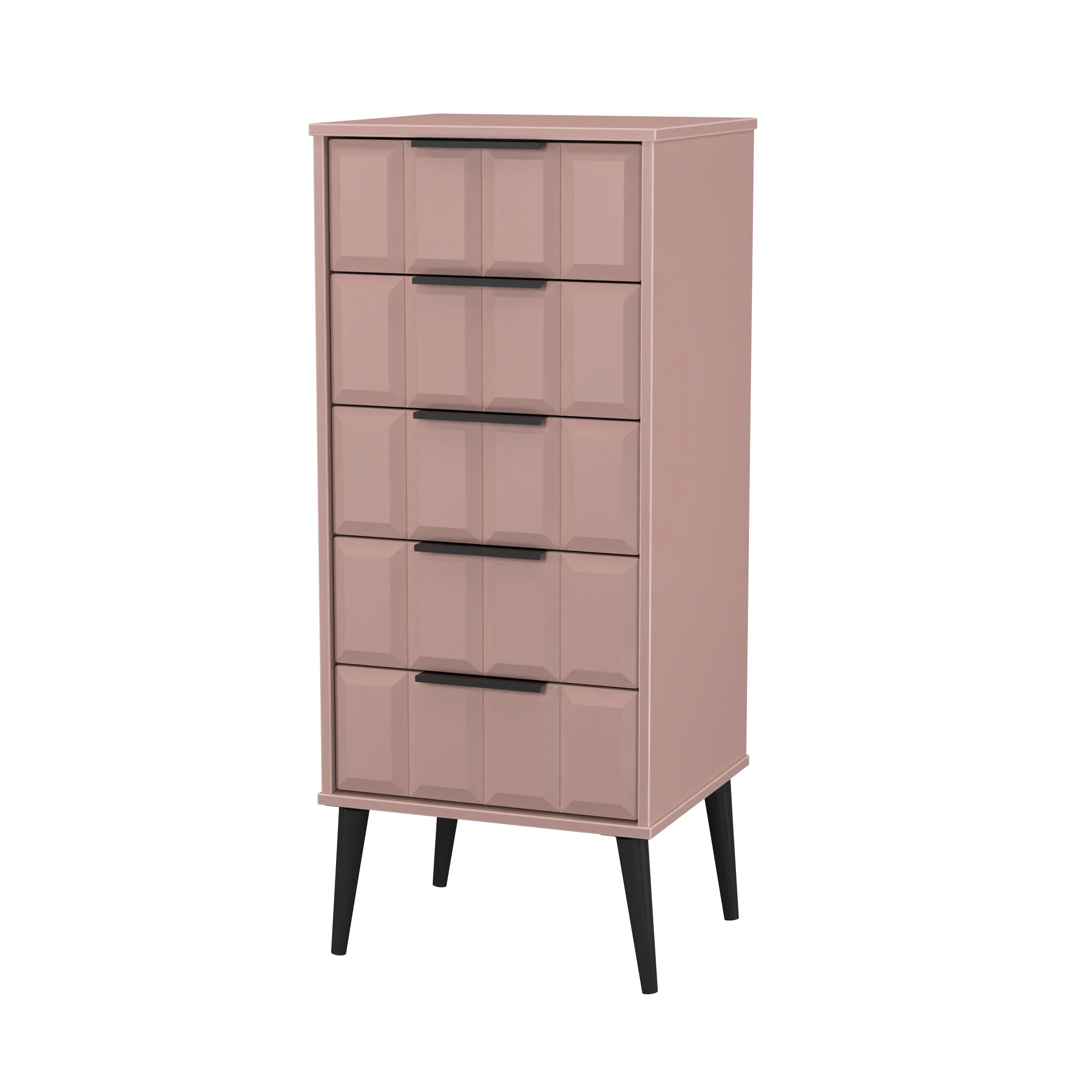 Bremen Ready Assembled 5 Drawer Tallboy in Kobe Pink - Image 3