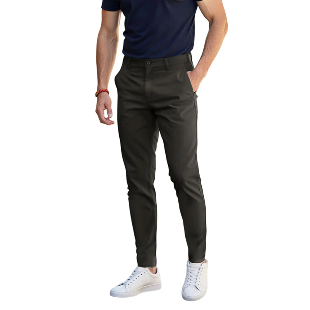 Brown Cotton Twill Straight Leg Trousers - Image 2