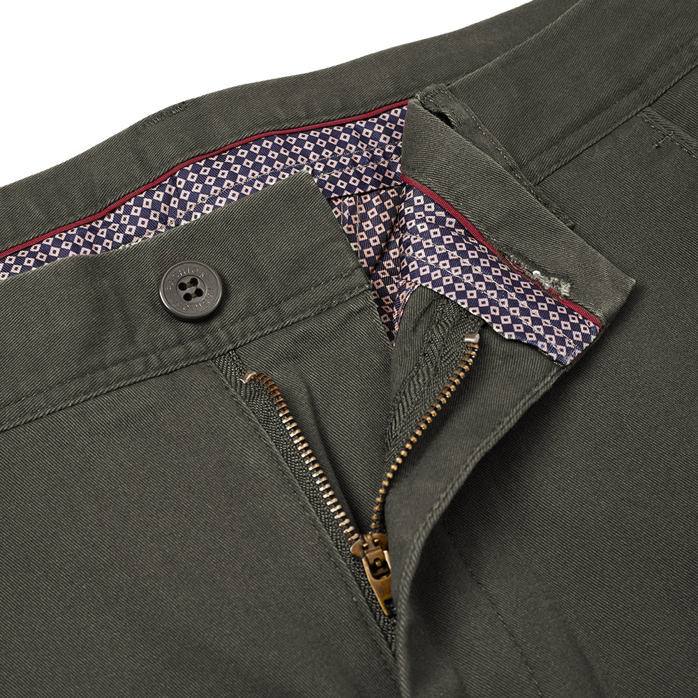 Brown Cotton Twill Straight Leg Trousers - Image 5