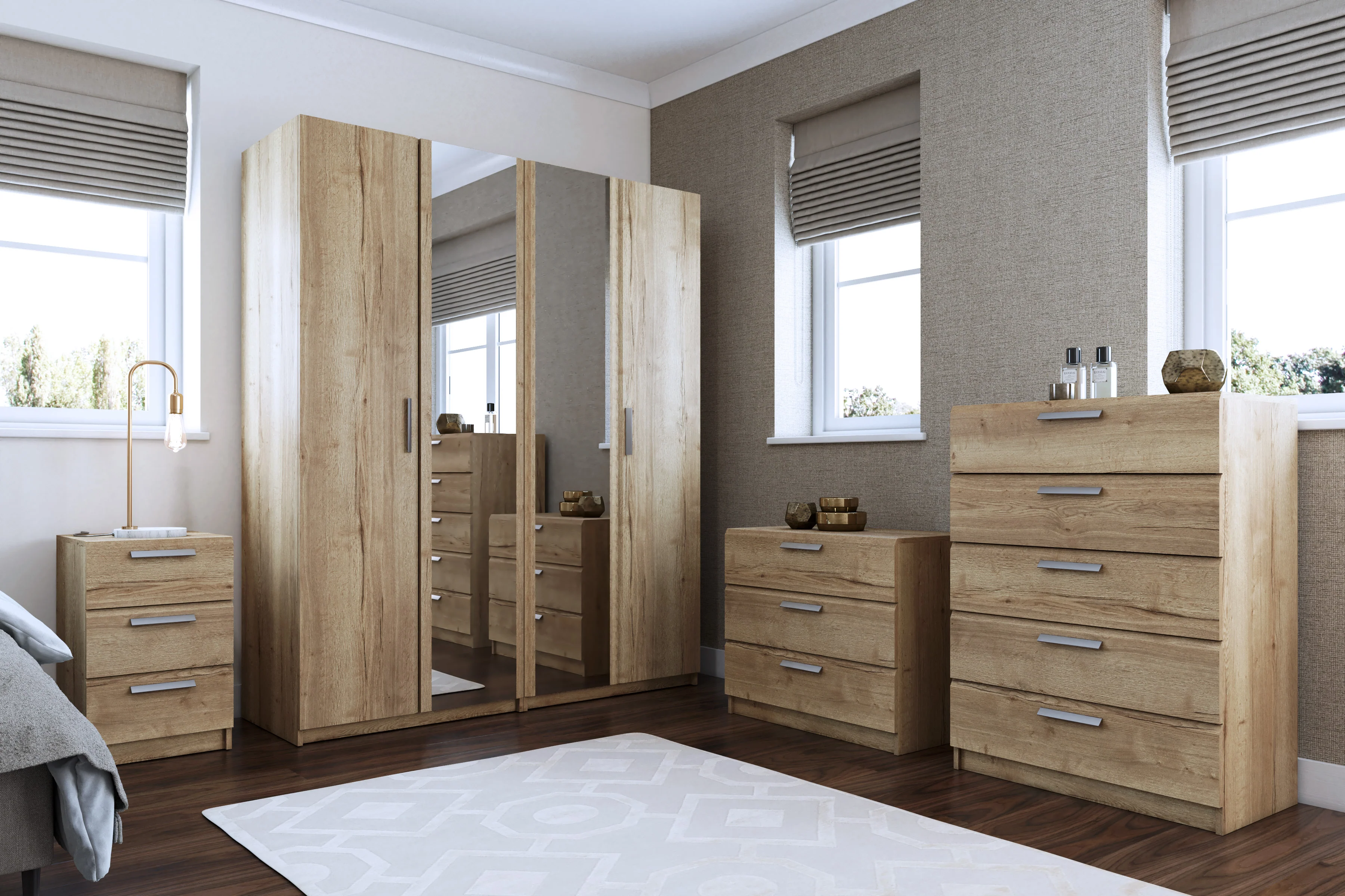 Buckingham Ready Assembled Wardrobe with 2 Doors - Natural Rustic Oak - Image 7
