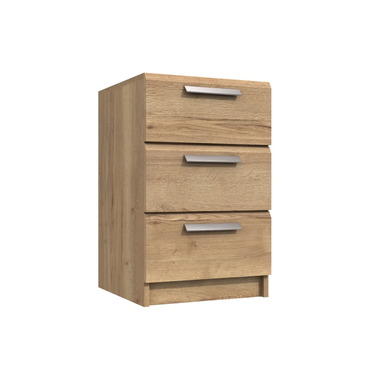 Buckingham Ready Assembled Bedside Table with 3 Drawers - Natural Rustic Oak - Image 3