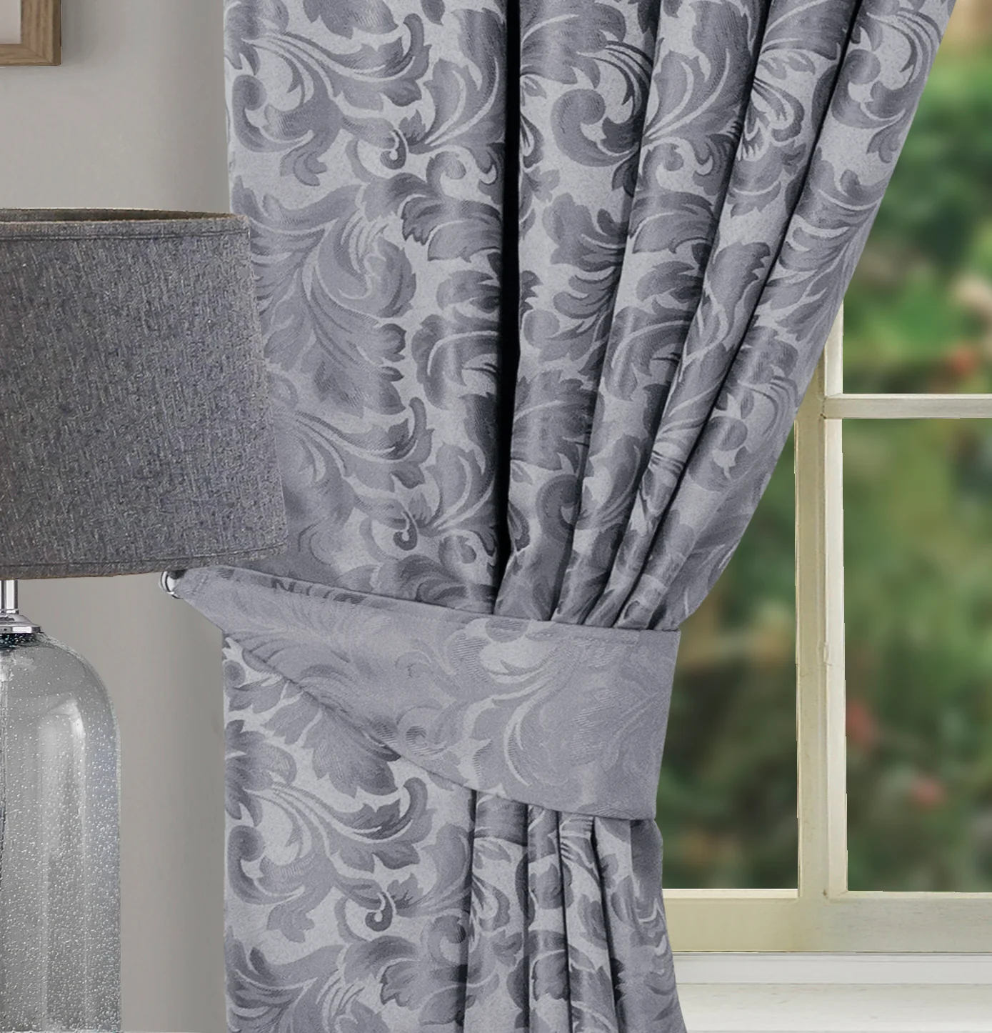 BUCKINGHAM GREY DOOR CURTAIN