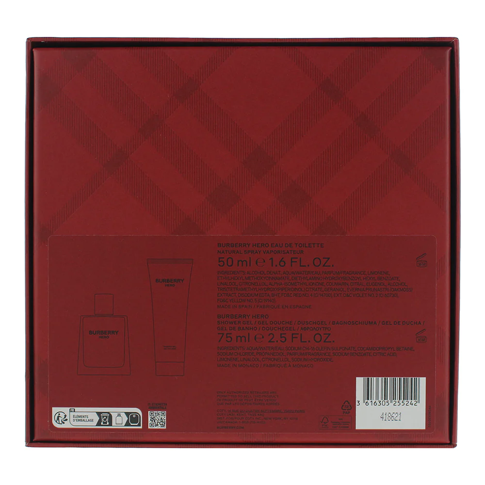 Burberry Hero 2 Piece Gift Set: Eau De Toilette 50ml - Shower Gel 75ml - Image 2