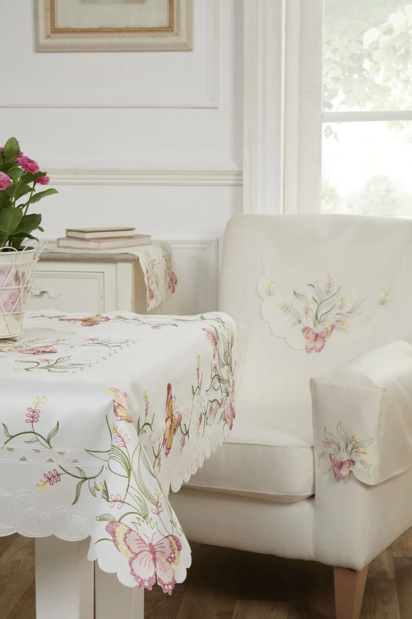 Butterfly Embroidered Table Cloth - Image 3