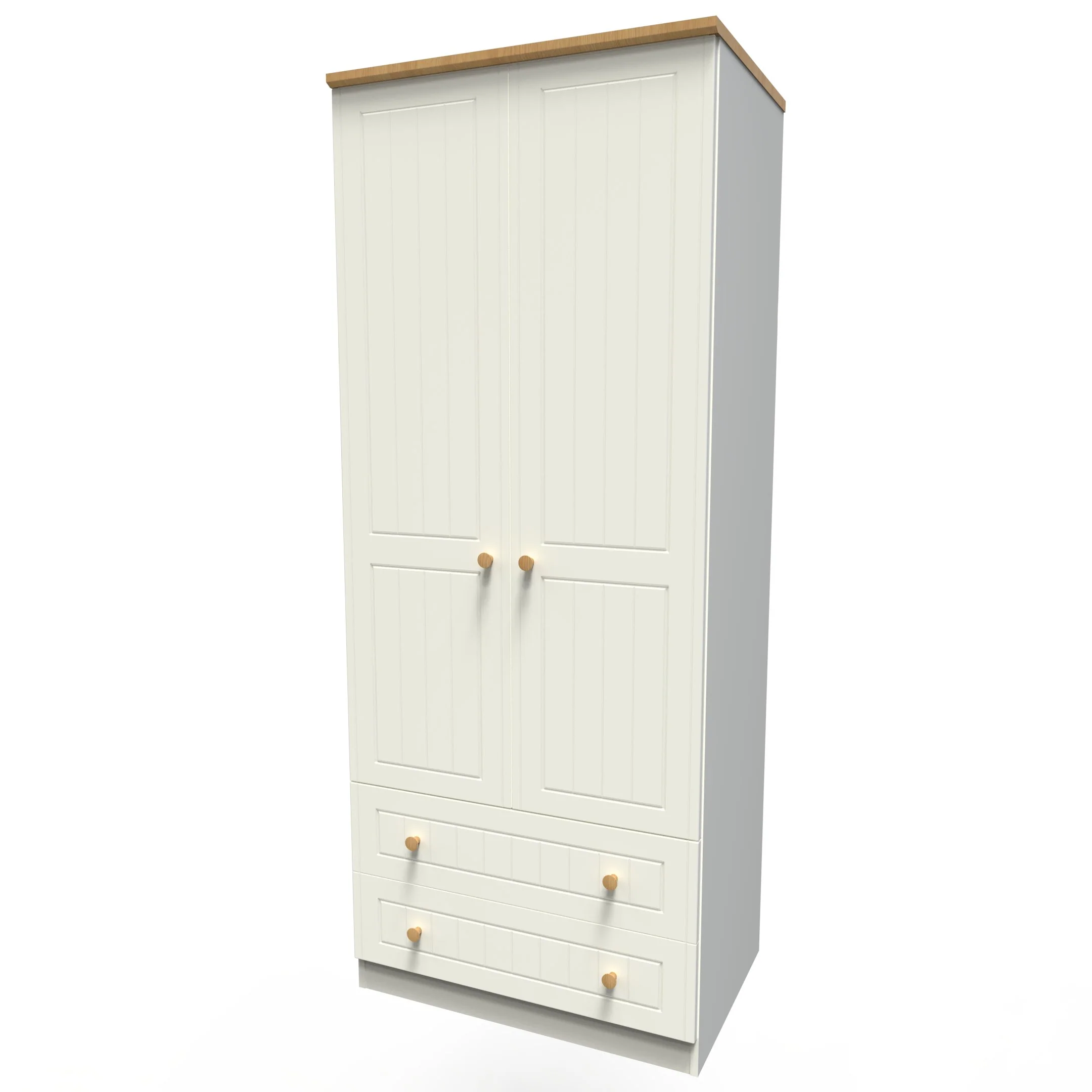 Byland Ready Assembled 2 Door 2 Drawer Wardrobe in Cream Ash & Modern Oak - Image 10