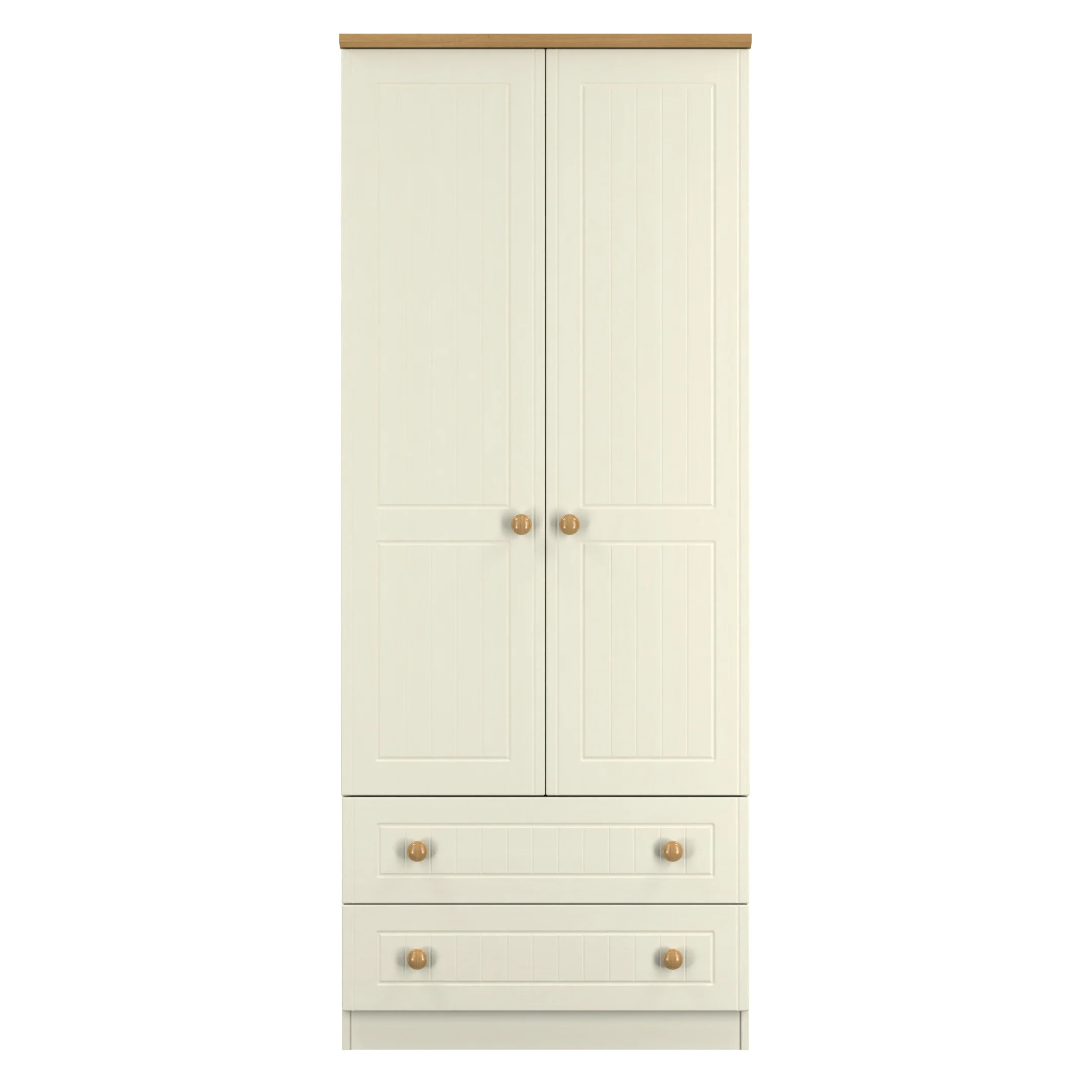 Byland Ready Assembled 2 Door 2 Drawer Wardrobe in Cream Ash & Modern Oak - Image 3