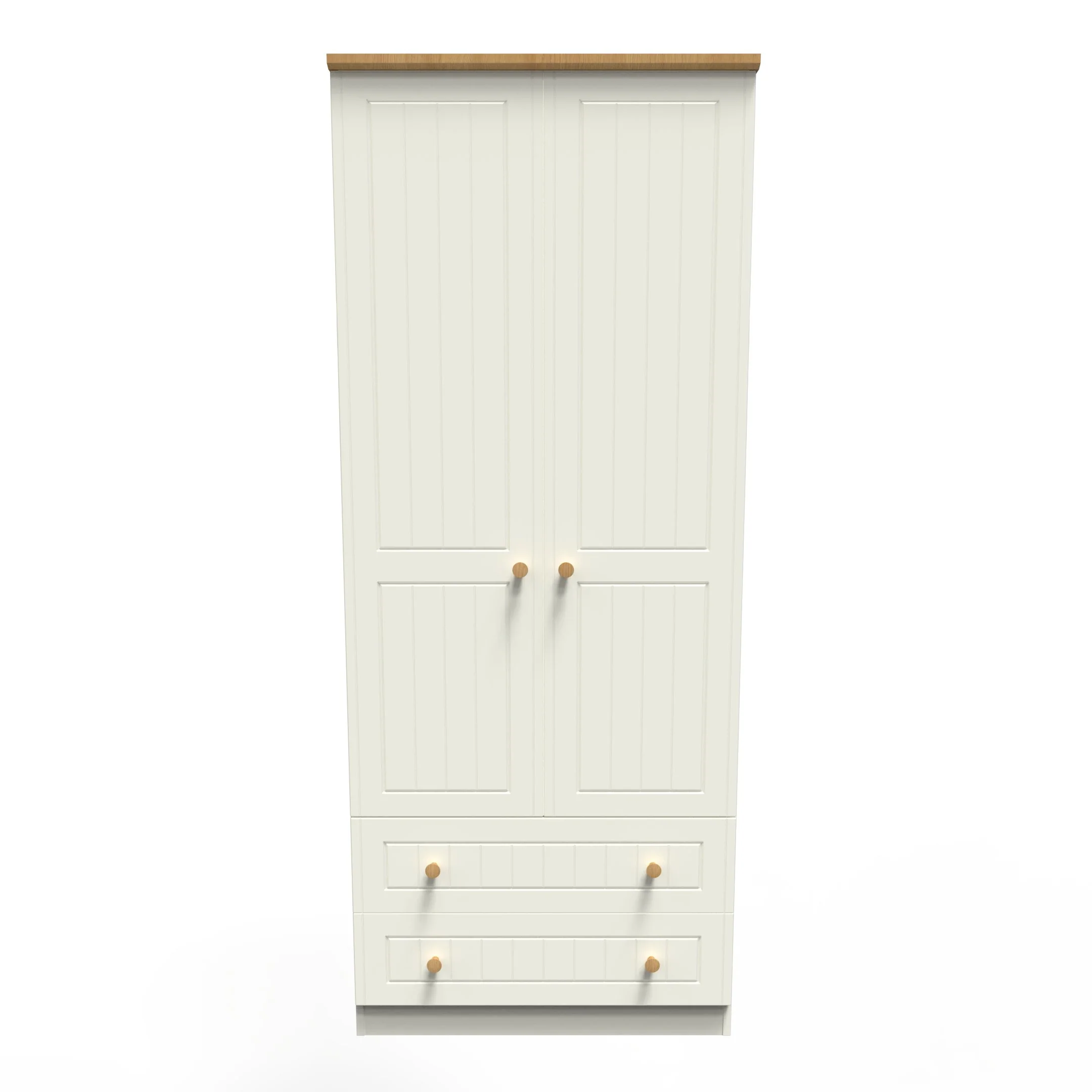 Byland Ready Assembled 2 Door 2 Drawer Wardrobe in Cream Ash & Modern Oak - Image 4
