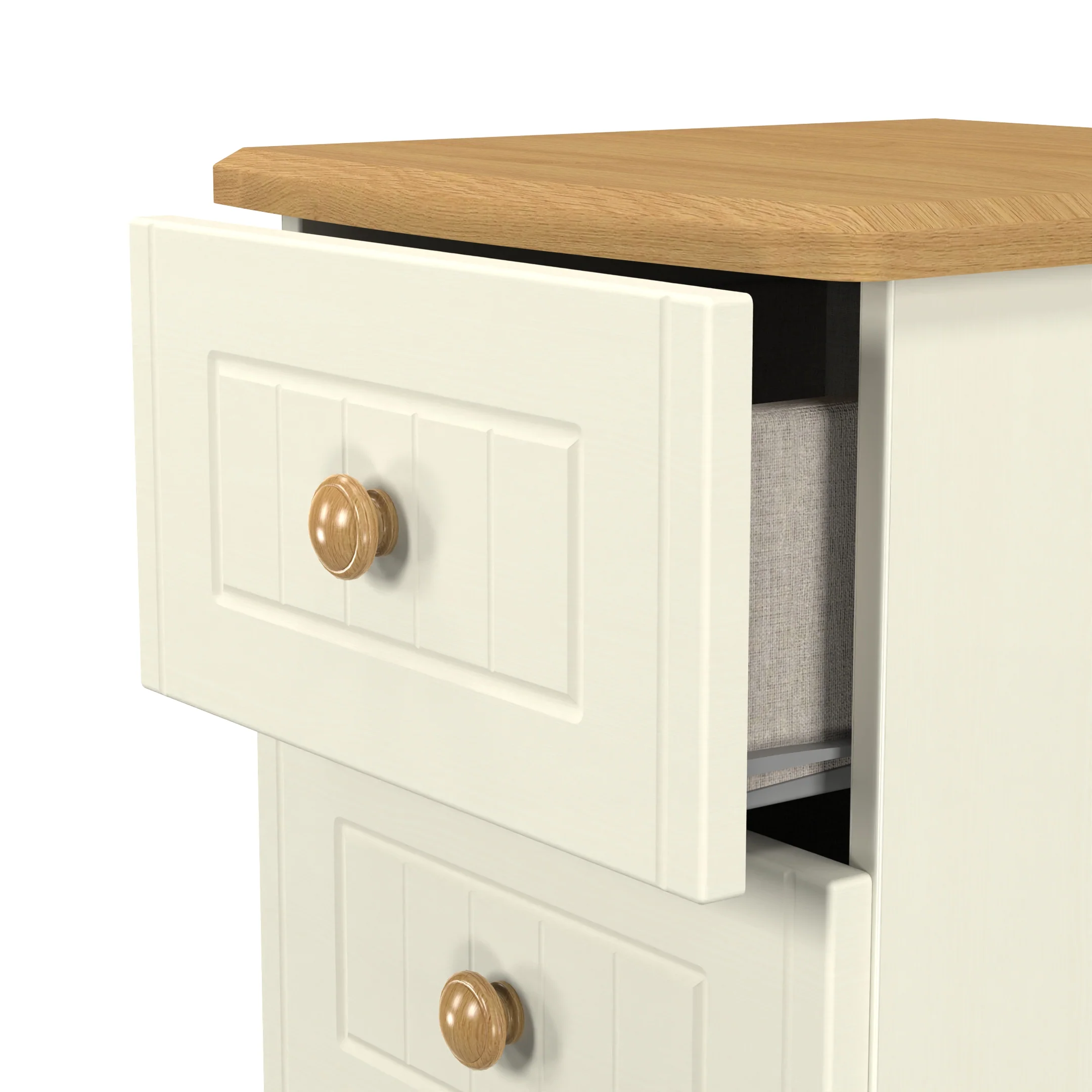Byland Ready Assembled 2 Drawer Bedside Cabinet in Cream Ash & Modern Oak - Image 10