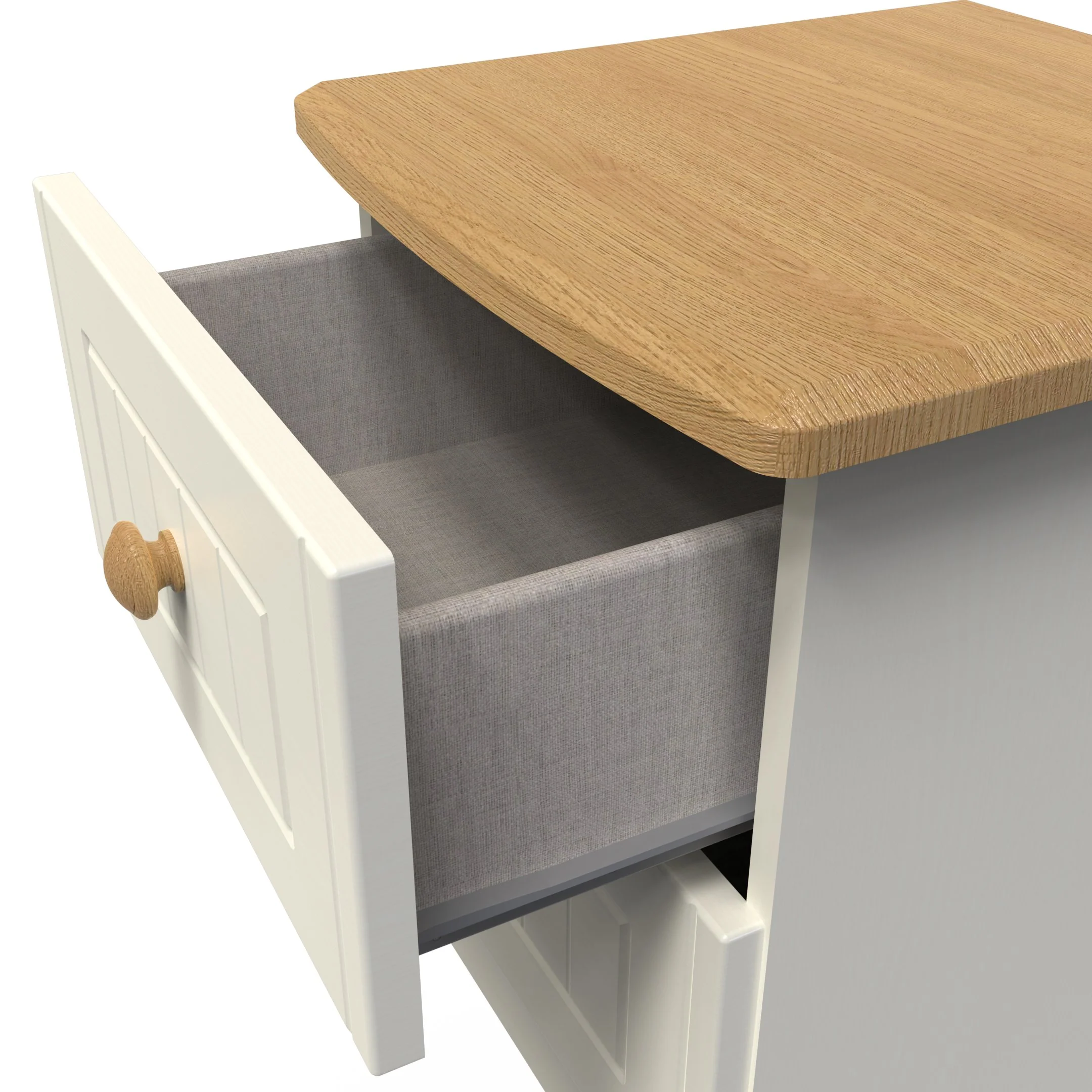 Byland Ready Assembled 2 Drawer Bedside Cabinet in Cream Ash & Modern Oak - Image 11