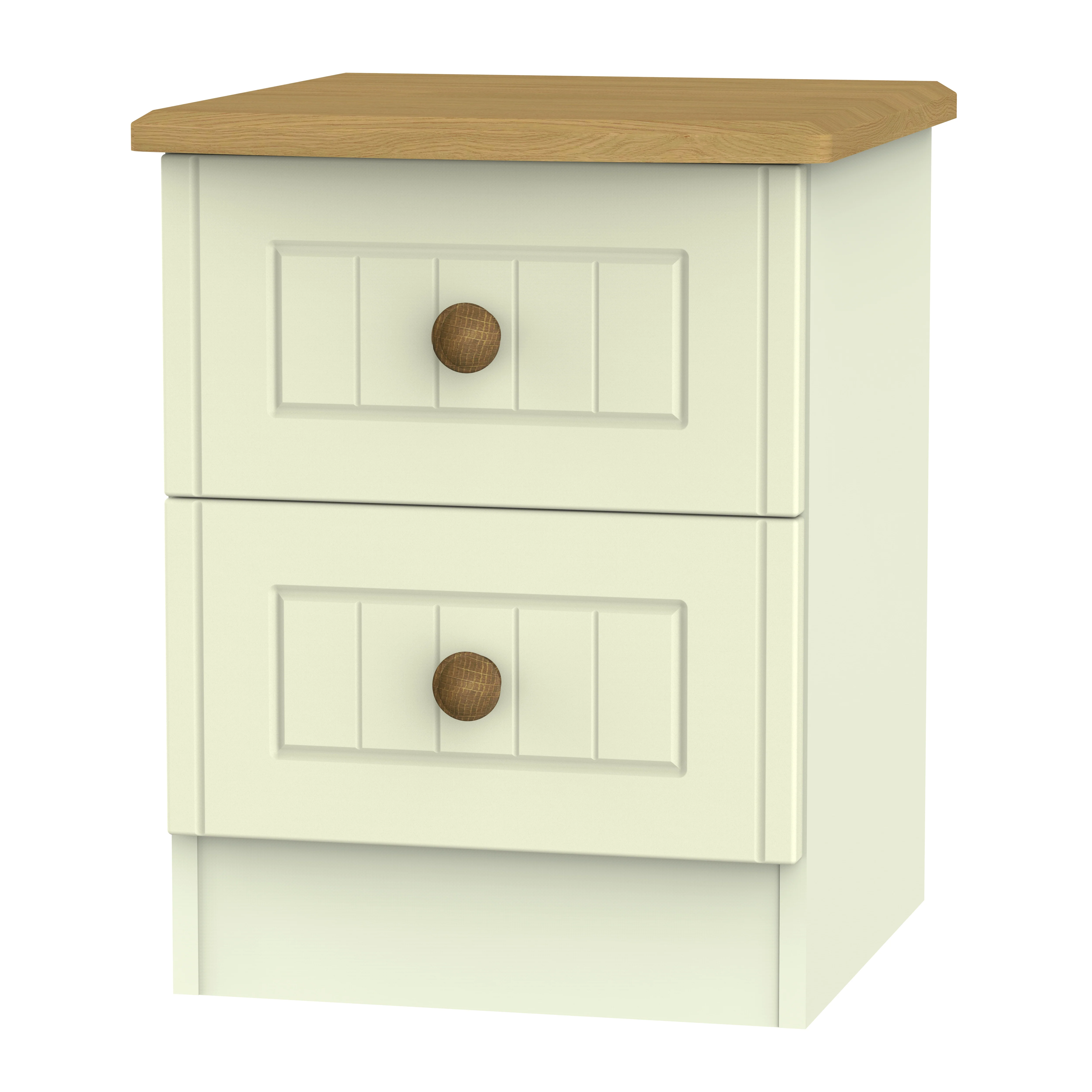 Byland Ready Assembled 2 Drawer Bedside Cabinet in Cream Ash & Modern Oak - Image 12