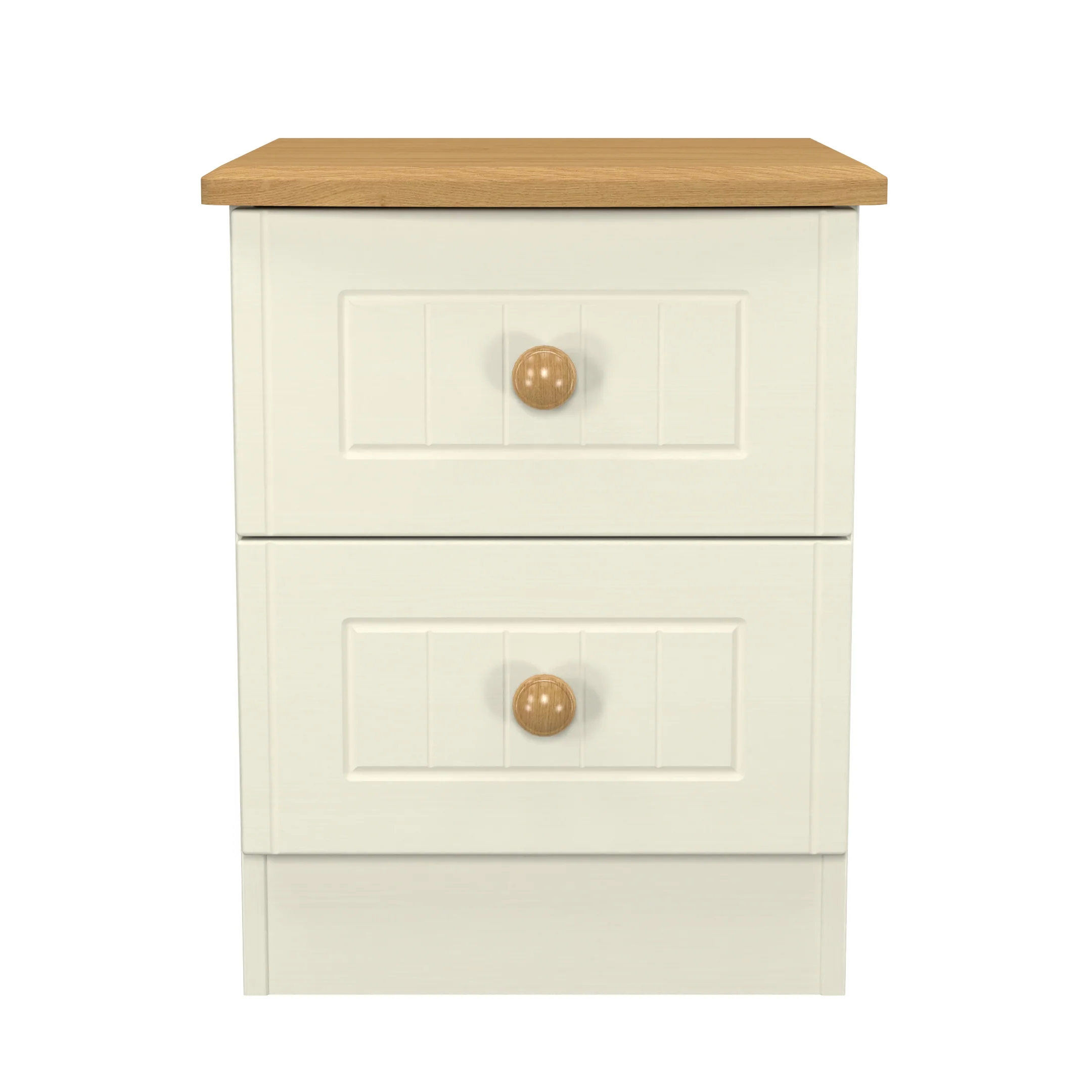 Byland Ready Assembled 2 Drawer Bedside Cabinet in Cream Ash & Modern Oak - Image 2