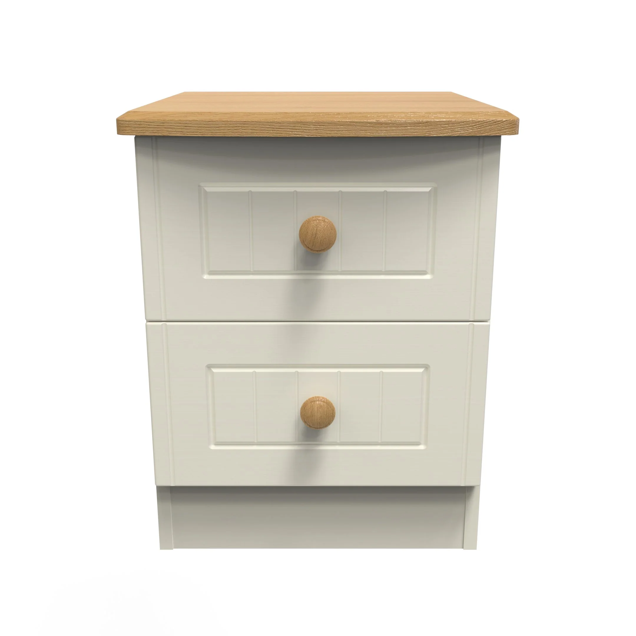 Byland Ready Assembled 2 Drawer Bedside Cabinet in Cream Ash & Modern Oak - Image 3