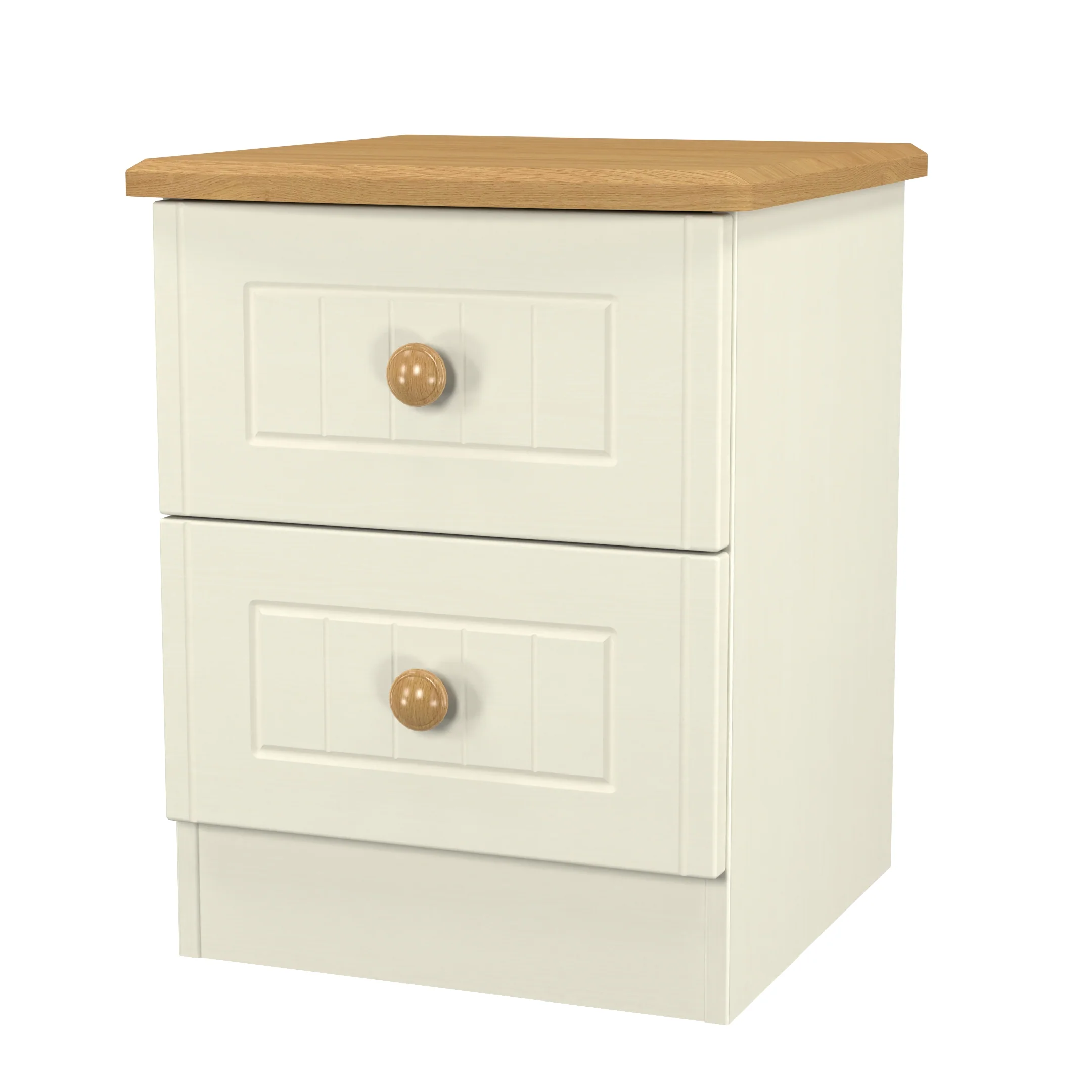 Byland Ready Assembled 2 Drawer Bedside Cabinet in Cream Ash & Modern Oak - Image 6