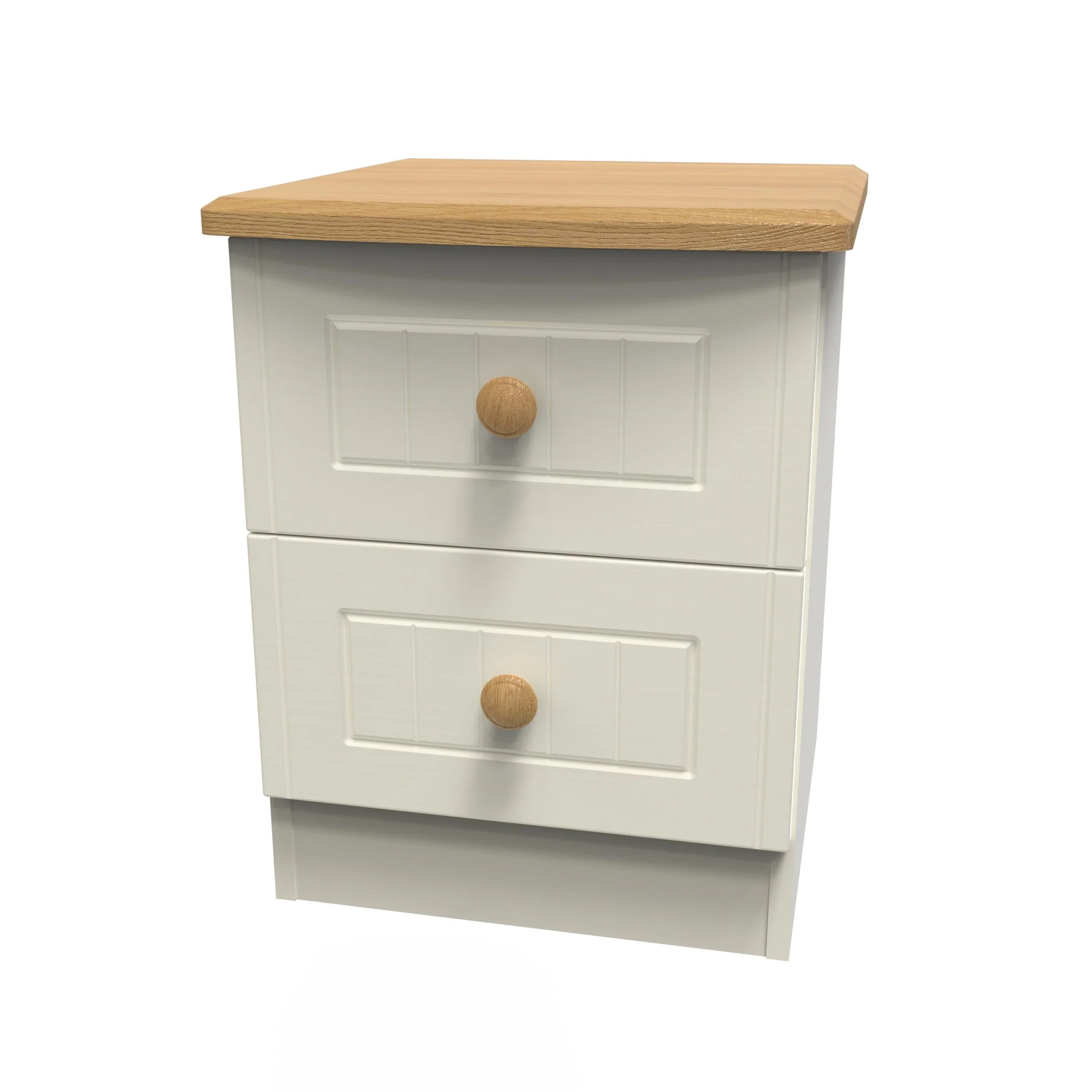 Byland Ready Assembled 2 Drawer Bedside Cabinet in Cream Ash & Modern Oak - Image 7