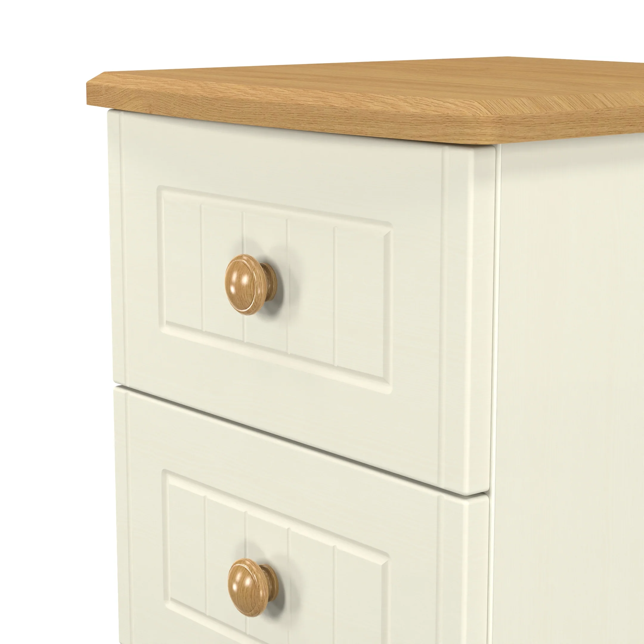 Byland Ready Assembled 2 Drawer Bedside Cabinet in Cream Ash & Modern Oak - Image 8