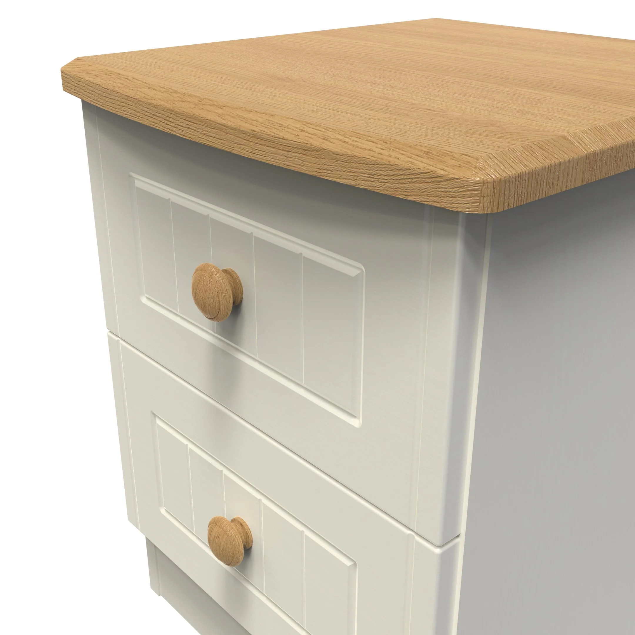 Byland Ready Assembled 2 Drawer Bedside Cabinet in Cream Ash & Modern Oak - Image 9