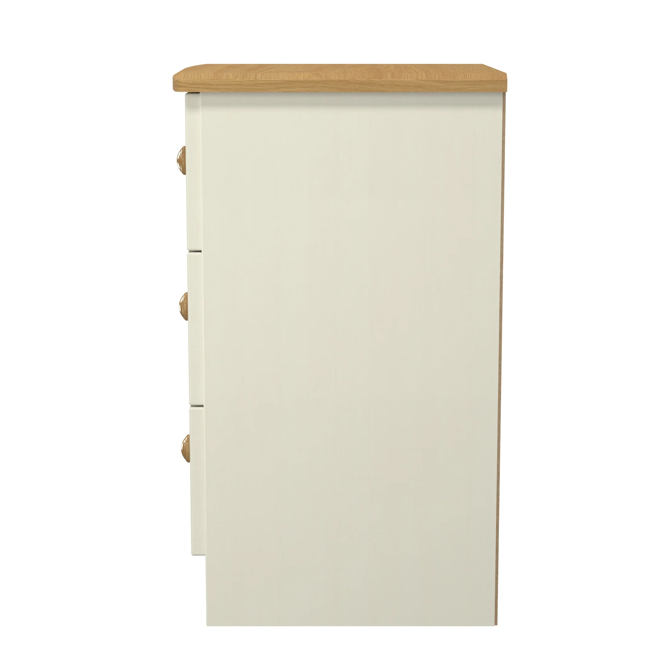 Byland Ready Assembled 3 Drawer Bedside Cabinet in Cream Ash & Modern Oak - Image 5