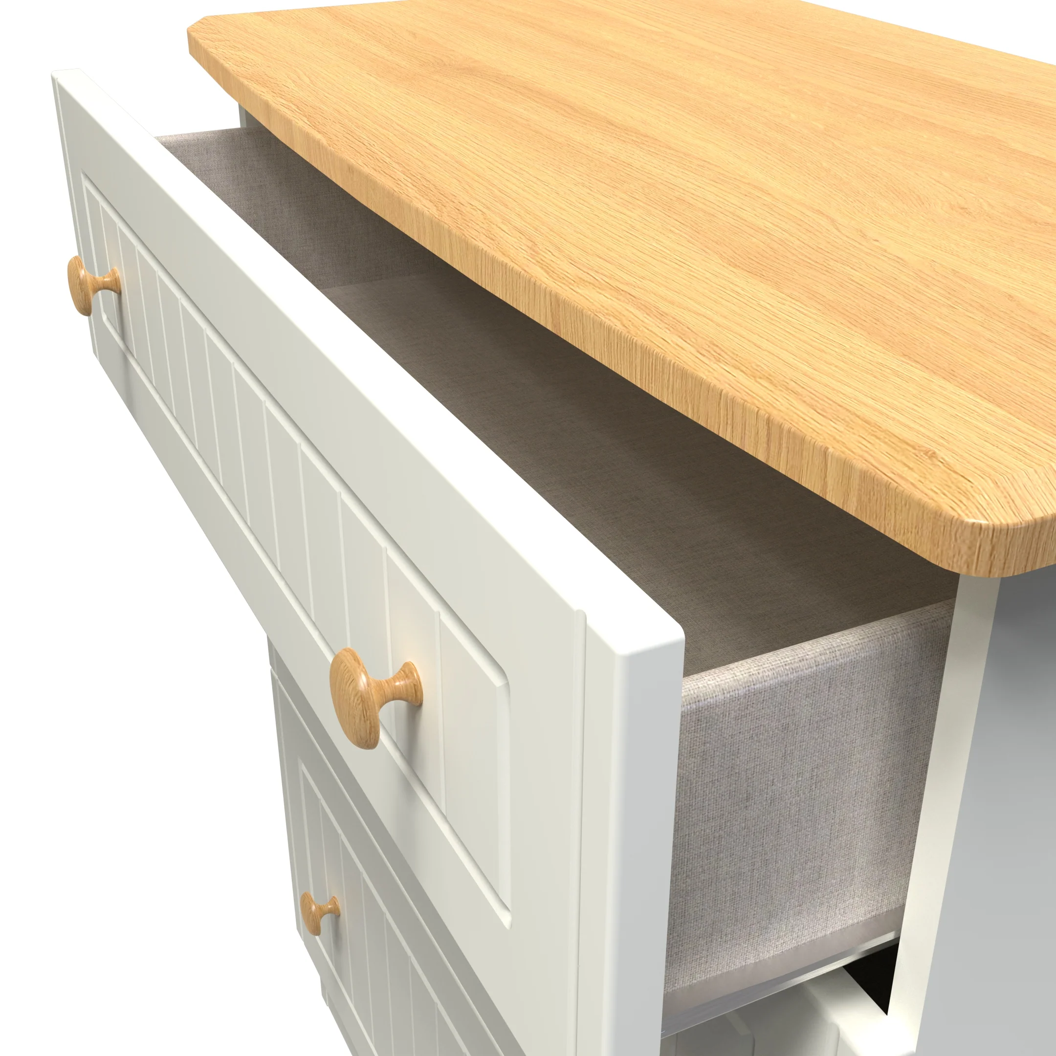 Byland Ready Assembled 3 Drawer Deep Chest in Cream Ash & Modern Oak - Image 10