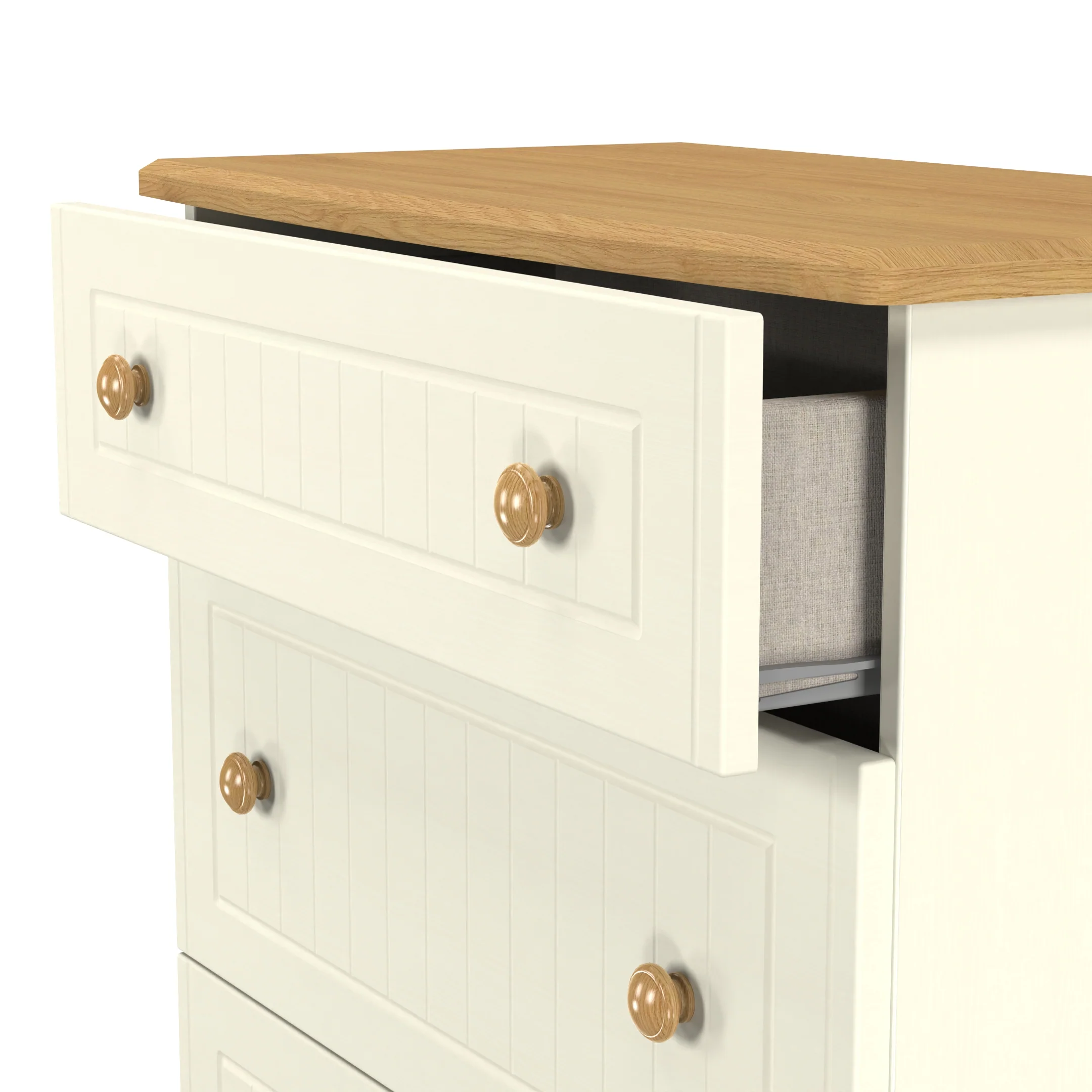 Byland Ready Assembled 3 Drawer Deep Chest in Cream Ash & Modern Oak - Image 11
