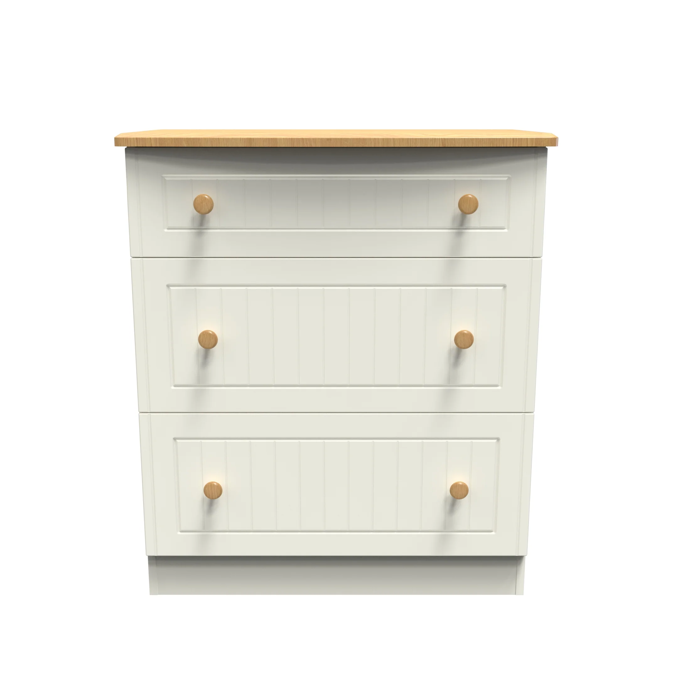 Byland Ready Assembled 3 Drawer Deep Chest in Cream Ash & Modern Oak - Image 2