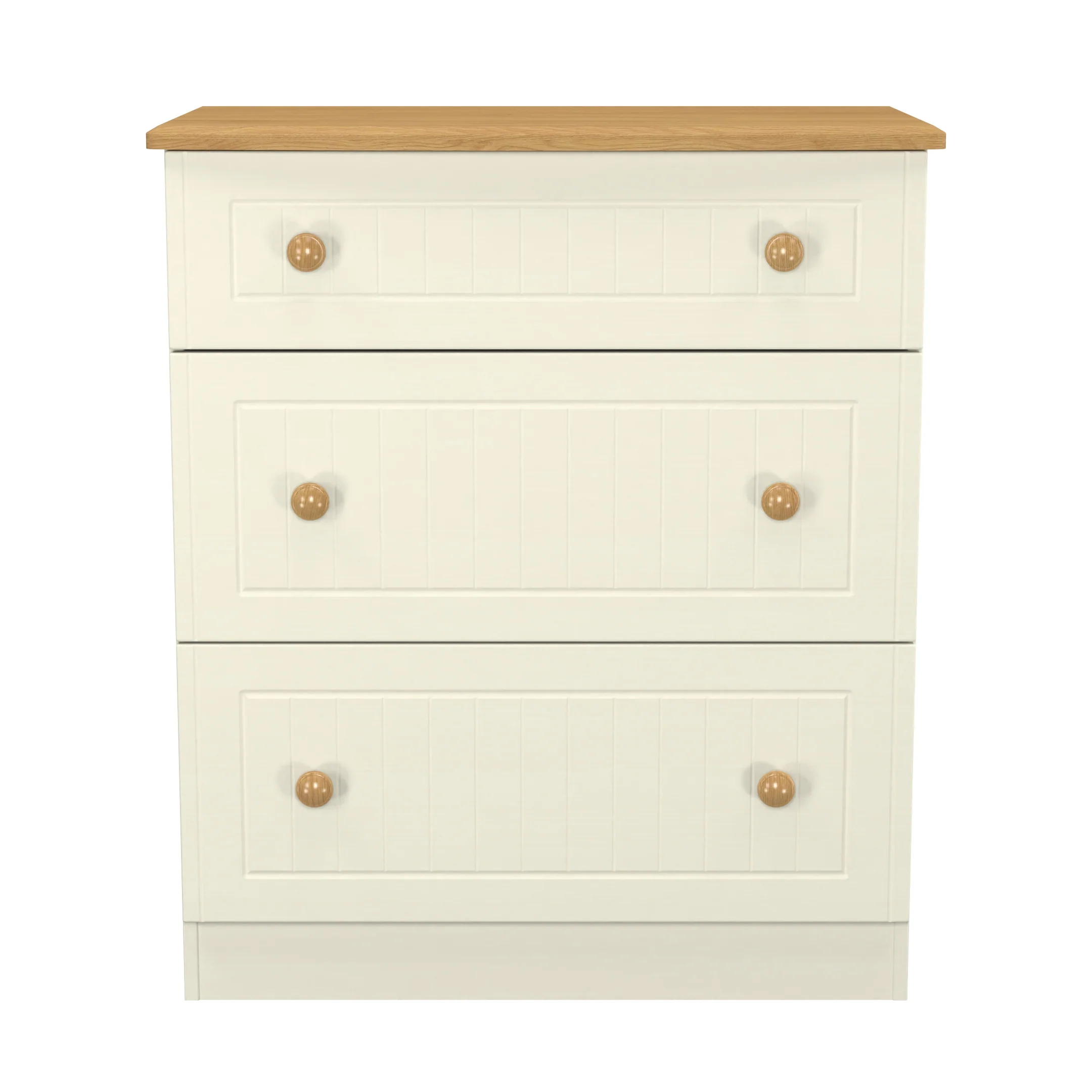 Byland Ready Assembled 3 Drawer Deep Chest in Cream Ash & Modern Oak - Image 3