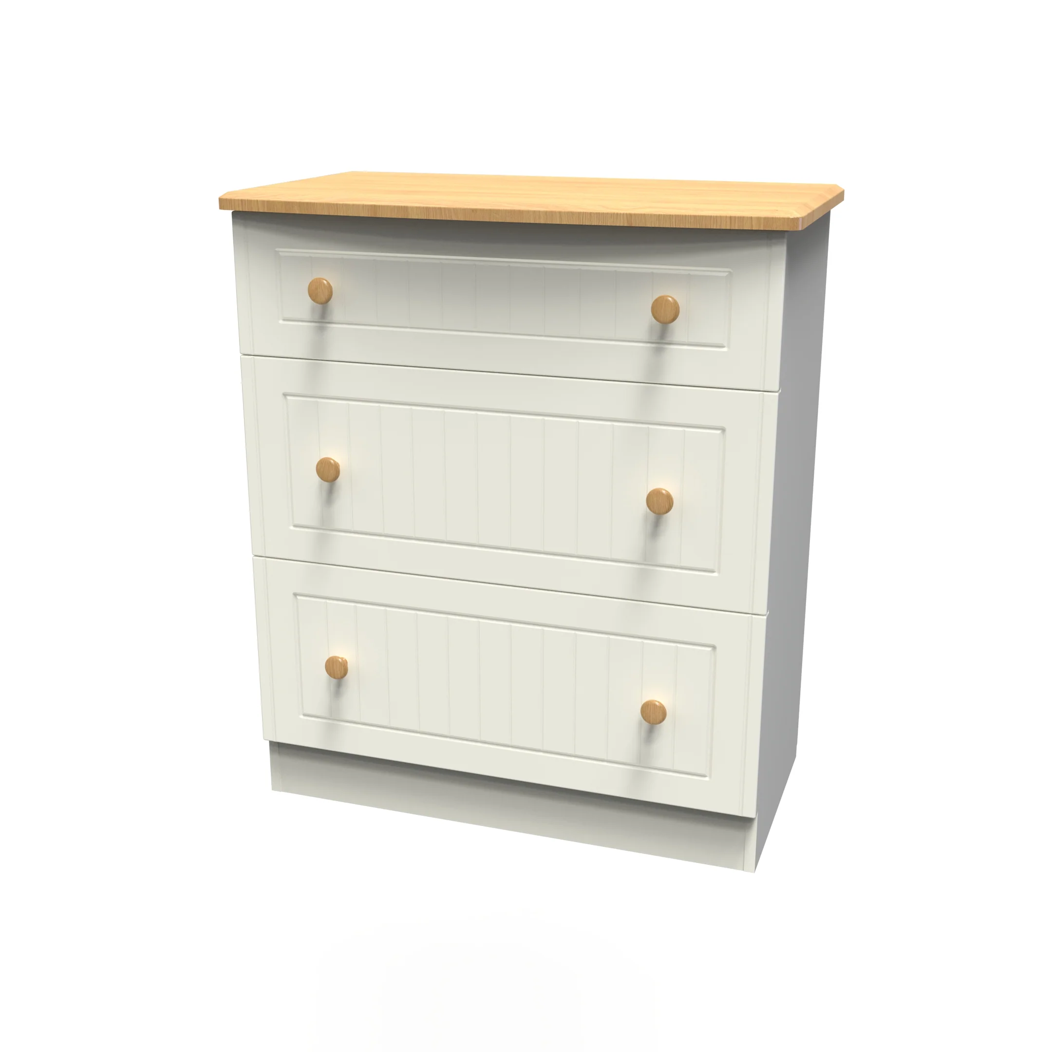 Byland Ready Assembled 3 Drawer Deep Chest in Cream Ash & Modern Oak - Image 6
