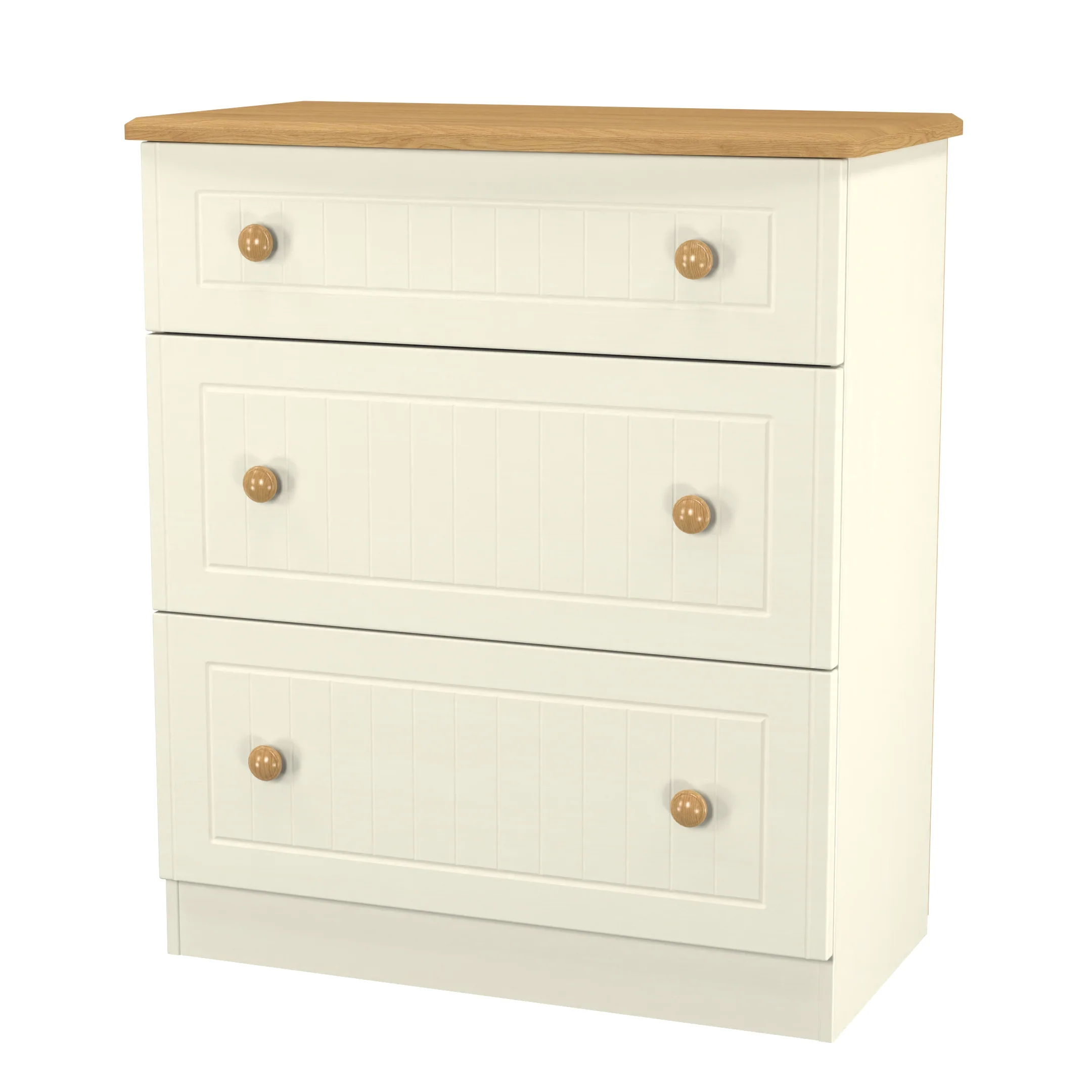 Byland Ready Assembled 3 Drawer Deep Chest in Cream Ash & Modern Oak - Image 7