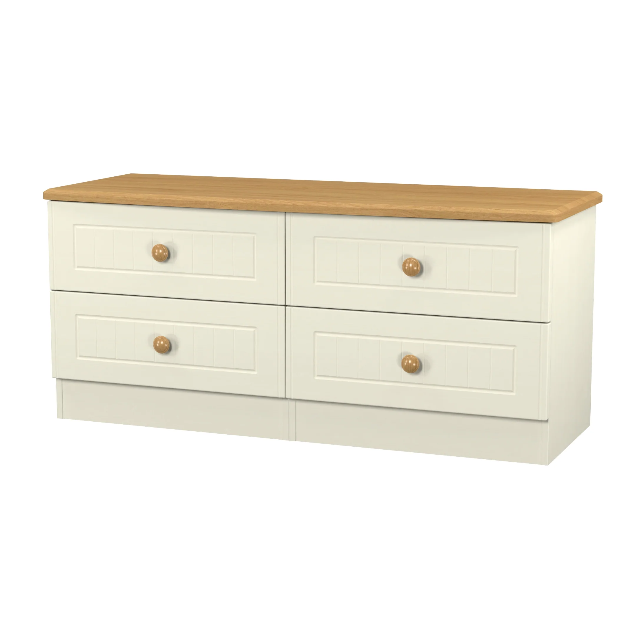 Byland Ready Assembled 4 Drawer Bed Box in Cream Ash & Modern Oak - Image 4
