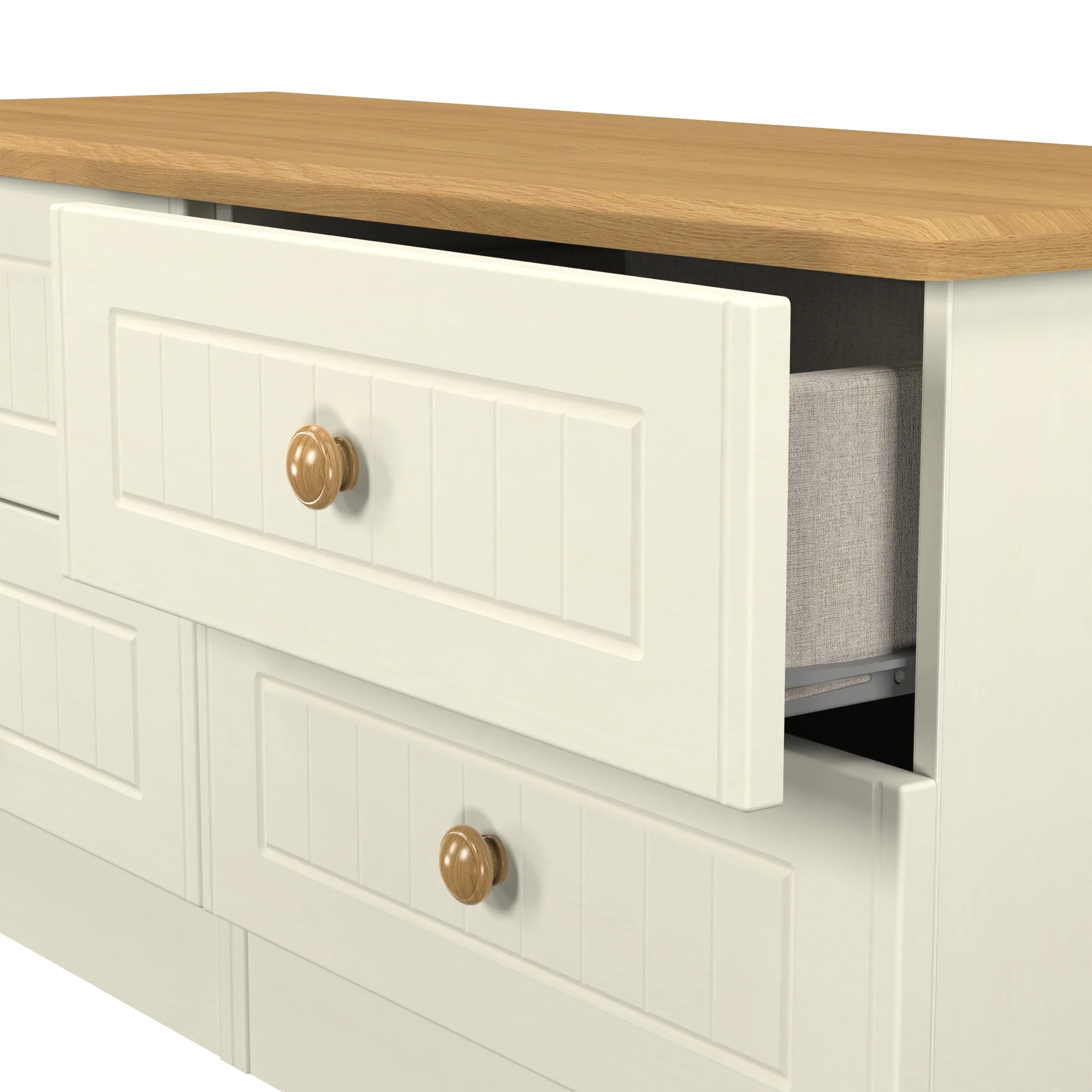 Byland Ready Assembled 4 Drawer Bed Box in Cream Ash & Modern Oak - Image 6