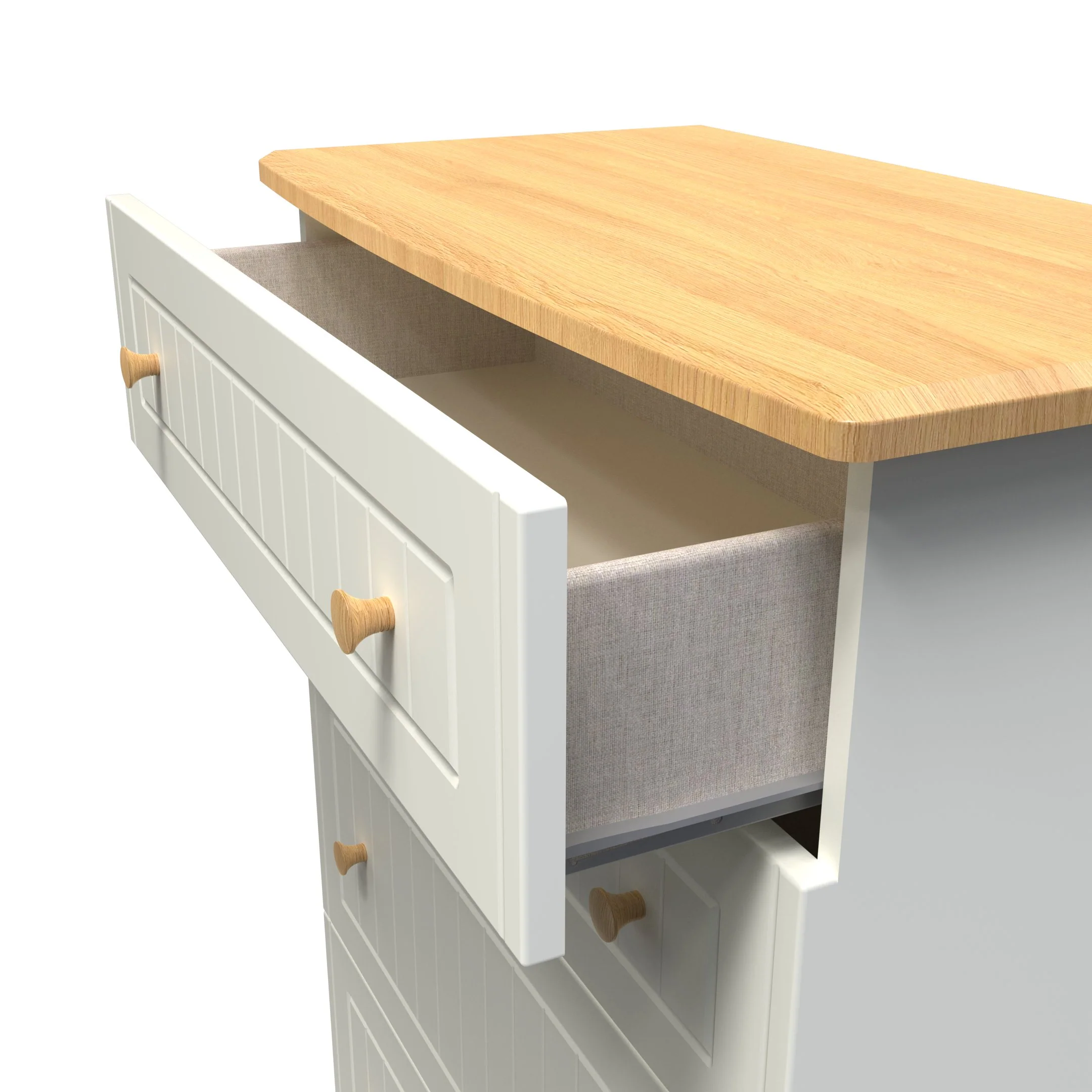 Byland Ready Assembled 4 Drawer Deep Chest in Cream Ash & Modern Oak - Image 14
