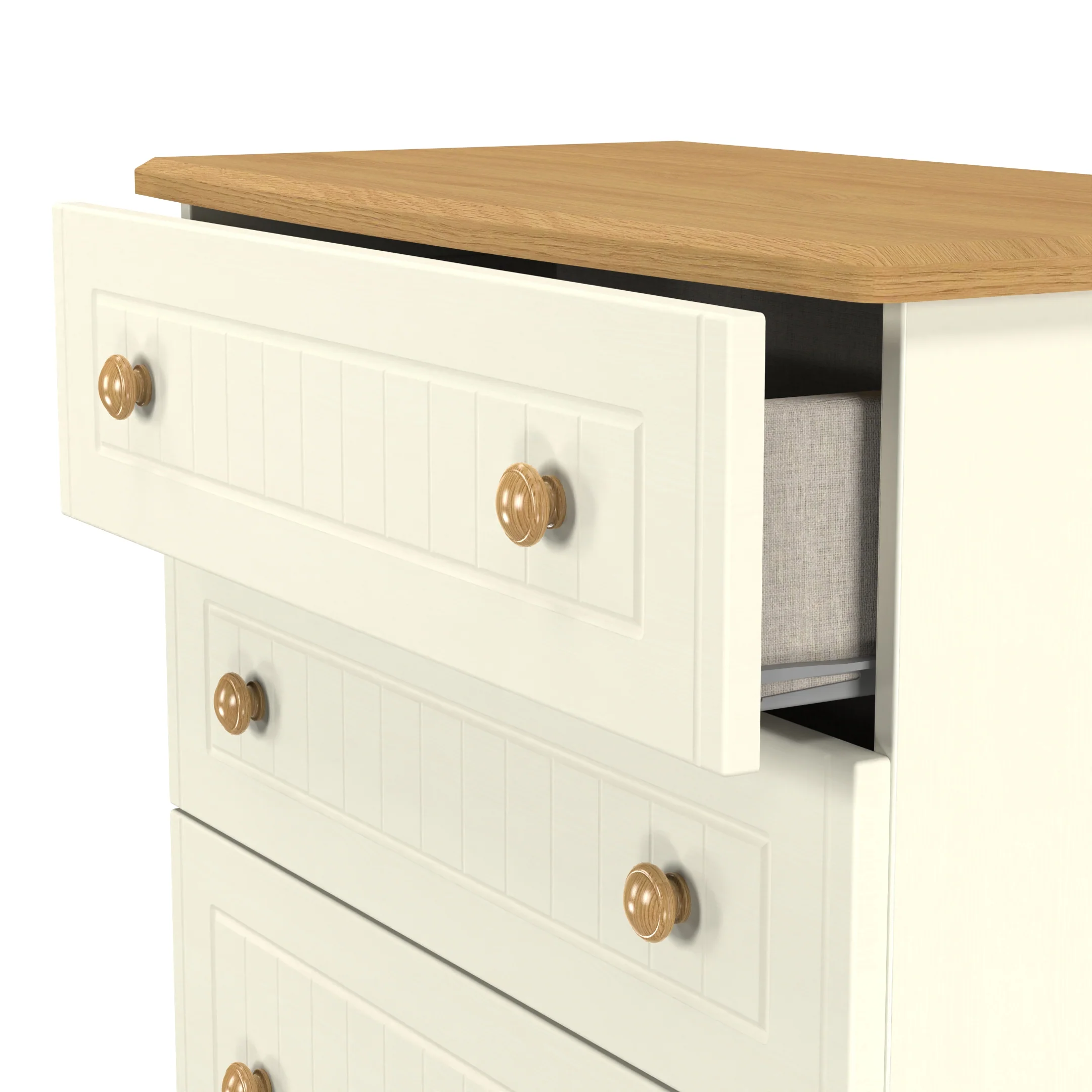 Byland Ready Assembled 4 Drawer Deep Chest in Cream Ash & Modern Oak - Image 15