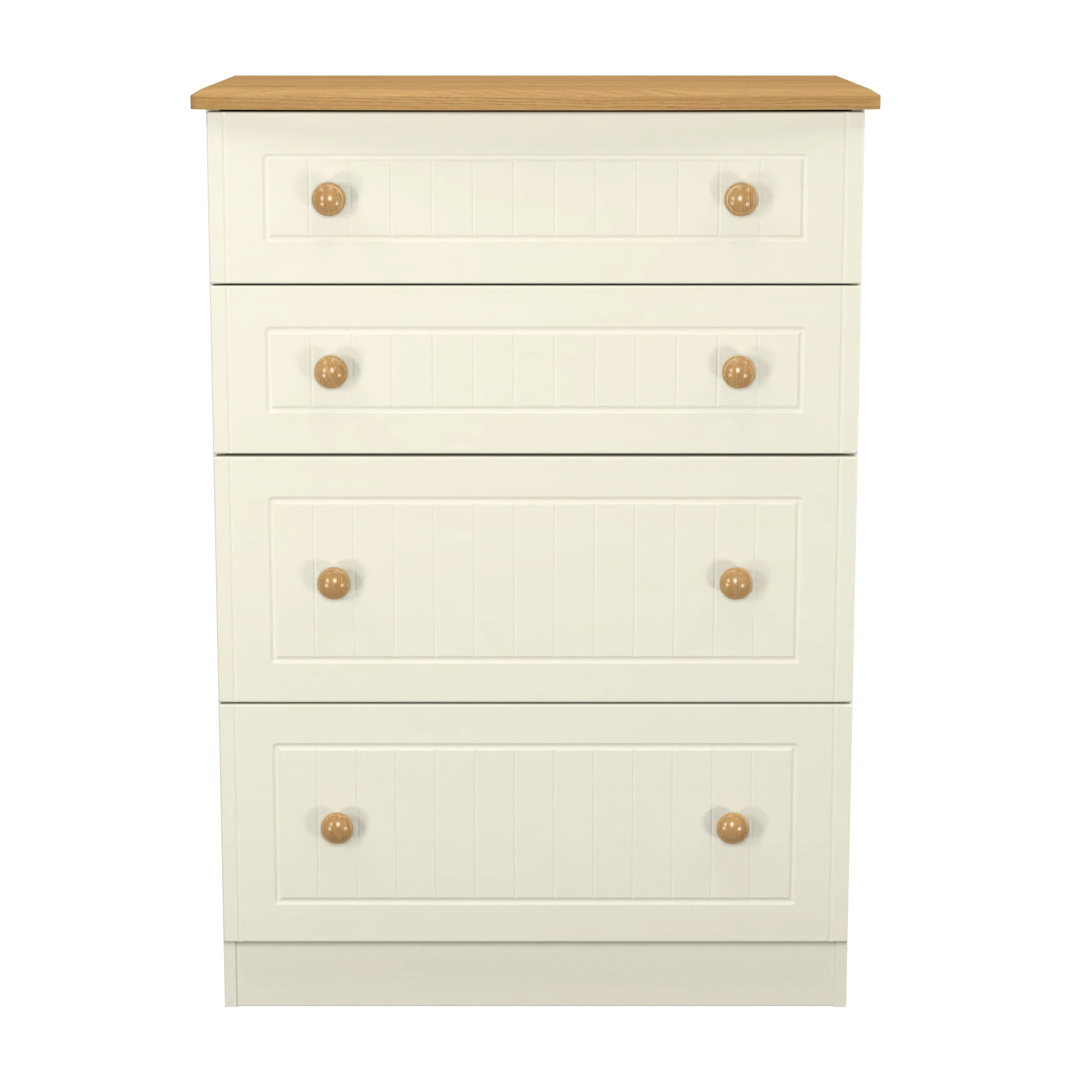 Byland Ready Assembled 4 Drawer Deep Chest in Cream Ash & Modern Oak - Image 3