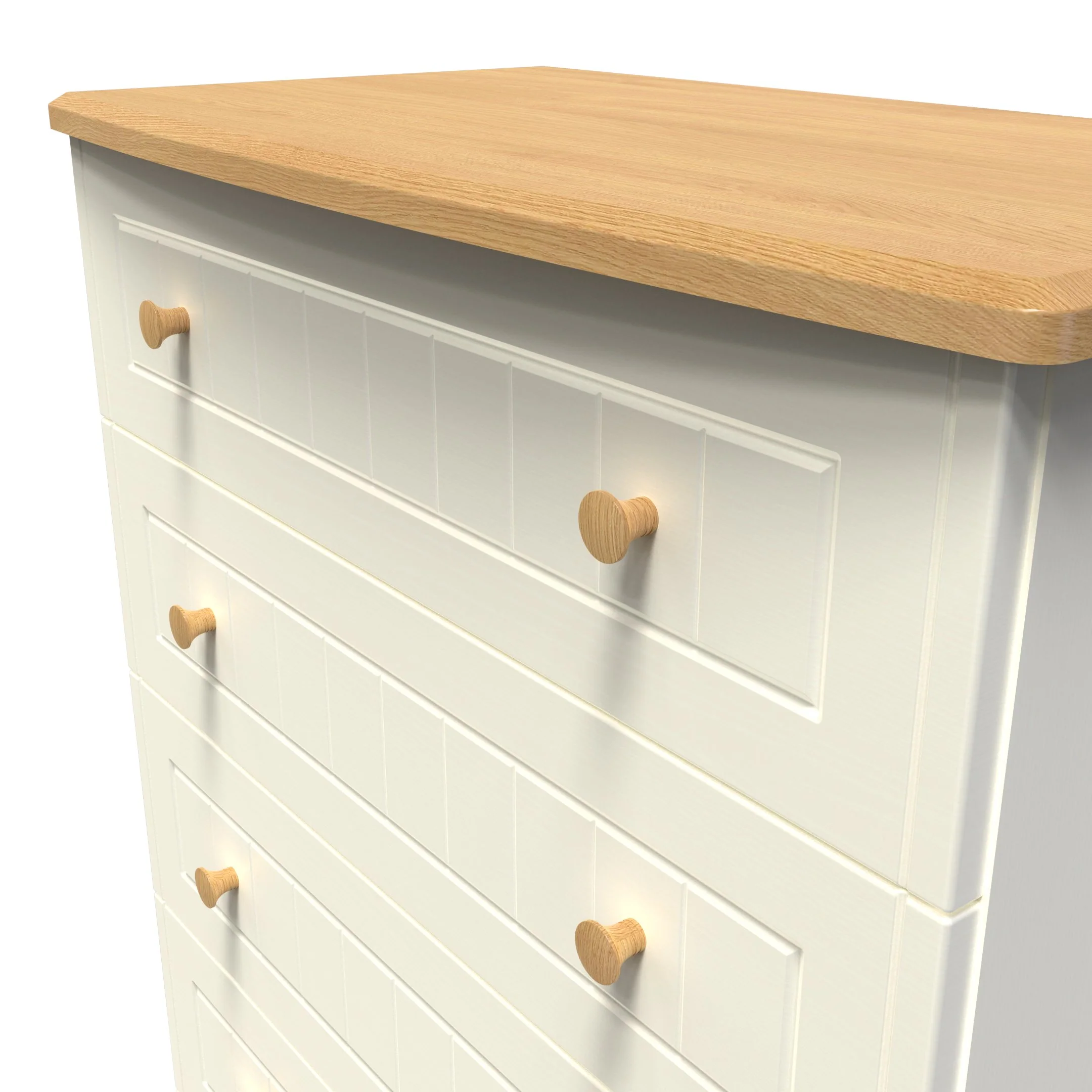 Byland Ready Assembled 5 Drawer Chest in Cream Ash & Modern Oak - Image 13