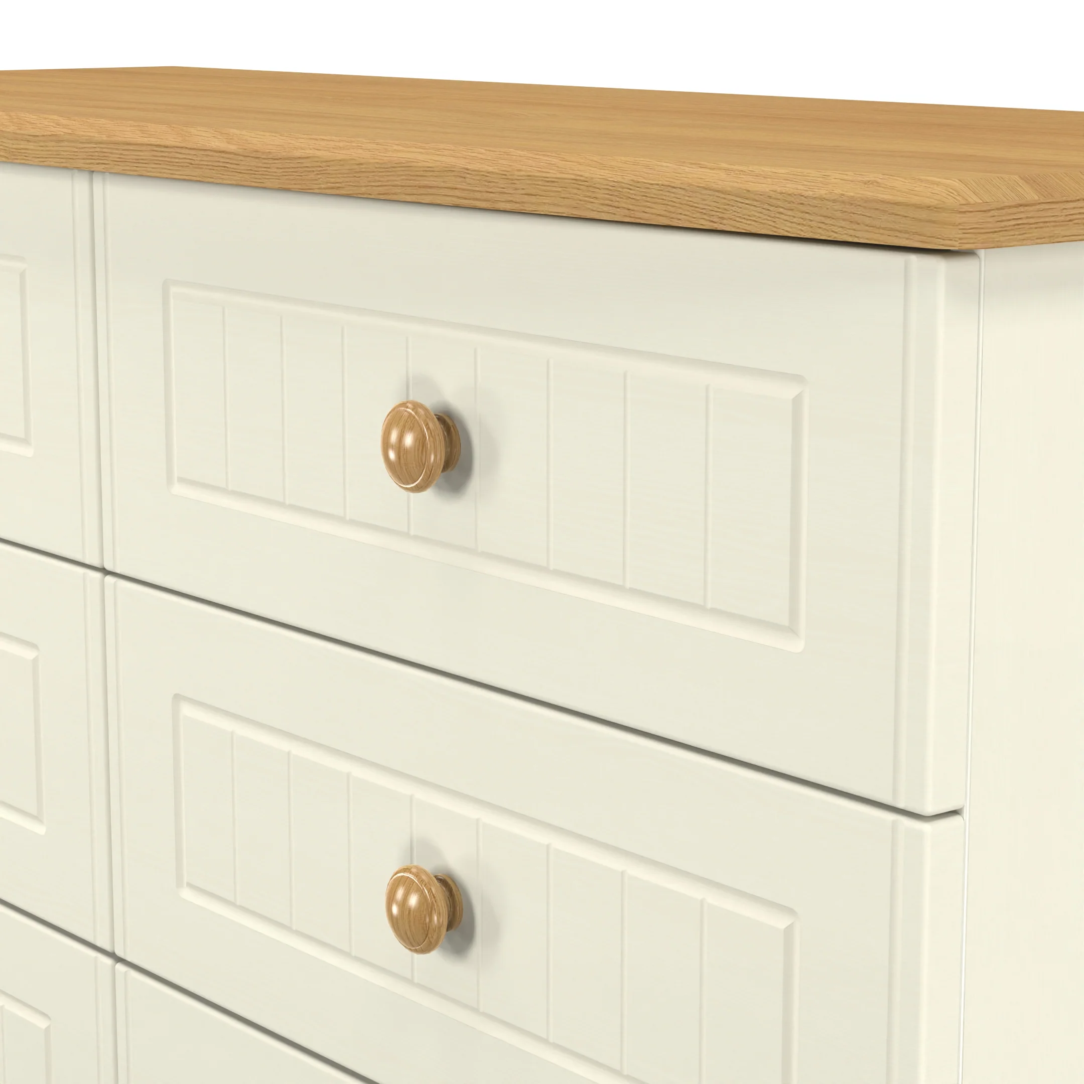 Byland Ready Assembled 6 Drawer Wide Chest in Cream Ash & Modern Oak - Image 5