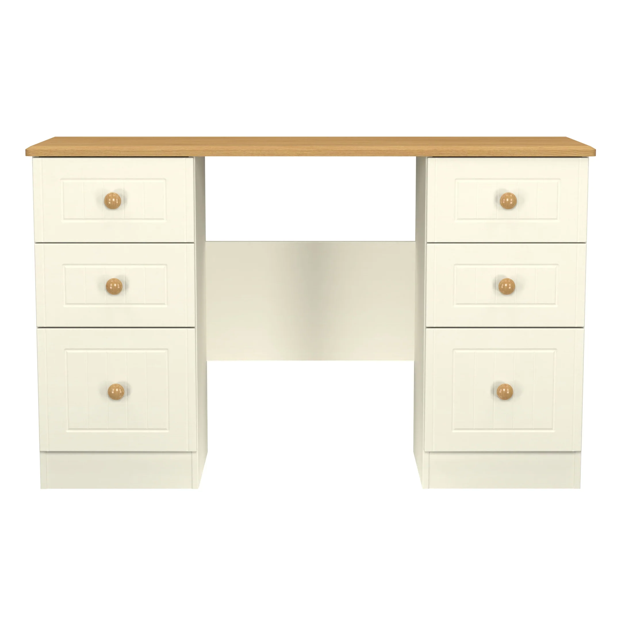 Byland Ready Assembled Double Pedestal Desk in Cream Ash & Modern Oak - Image 2
