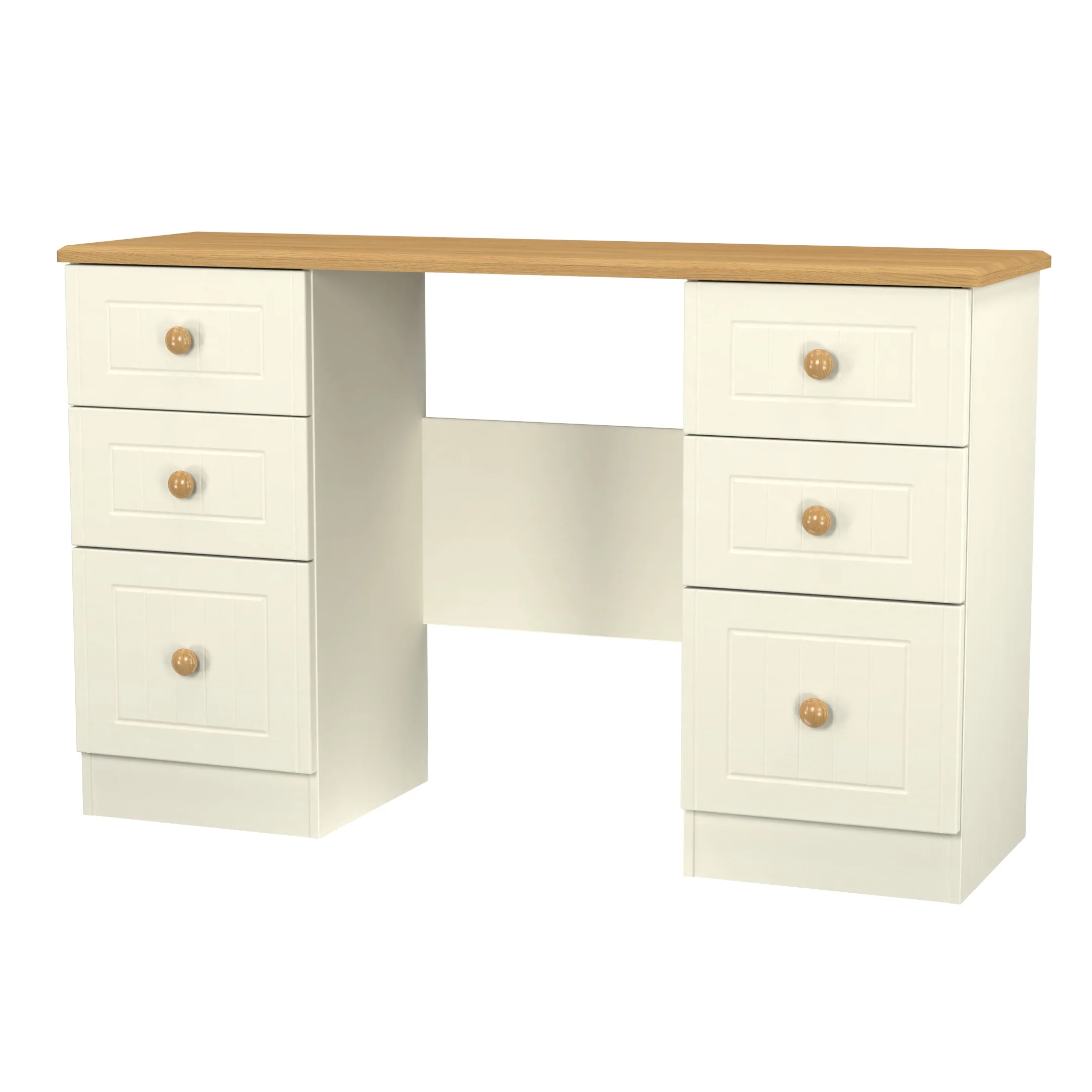 Byland Ready Assembled Double Pedestal Desk in Cream Ash & Modern Oak - Image 4