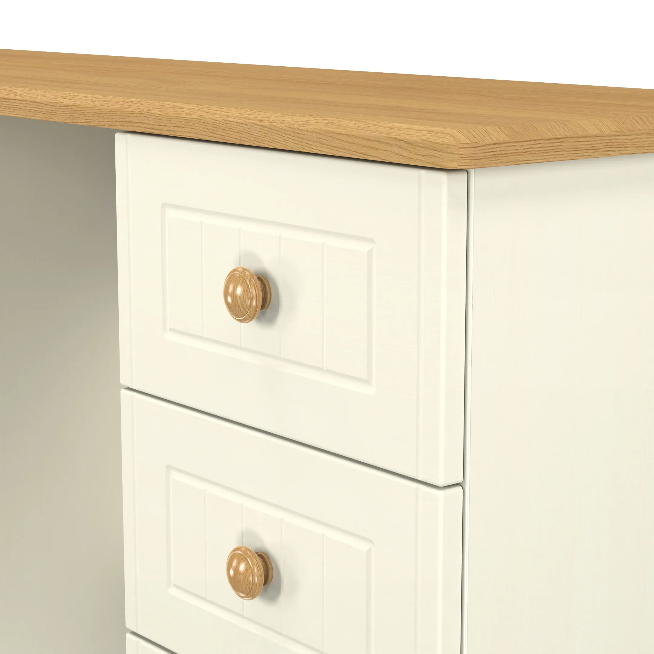 Byland Ready Assembled Double Pedestal Desk in Cream Ash & Modern Oak - Image 5