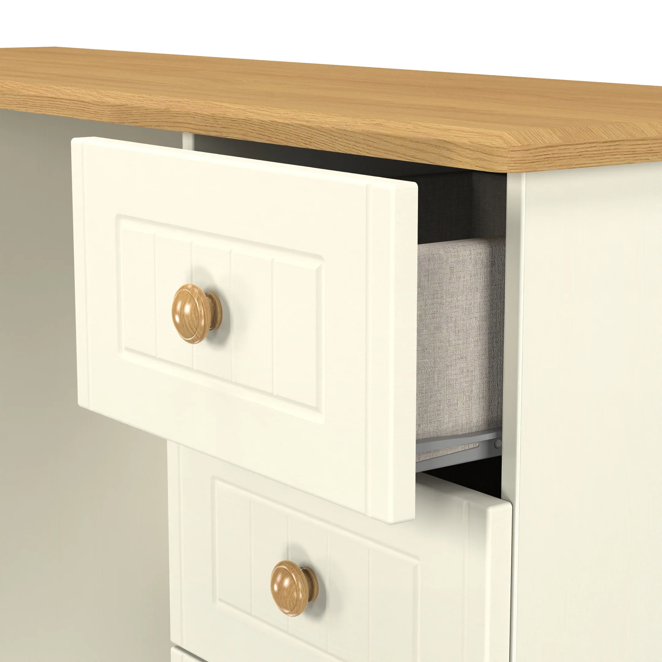 Byland Ready Assembled Double Pedestal Desk in Cream Ash & Modern Oak - Image 6