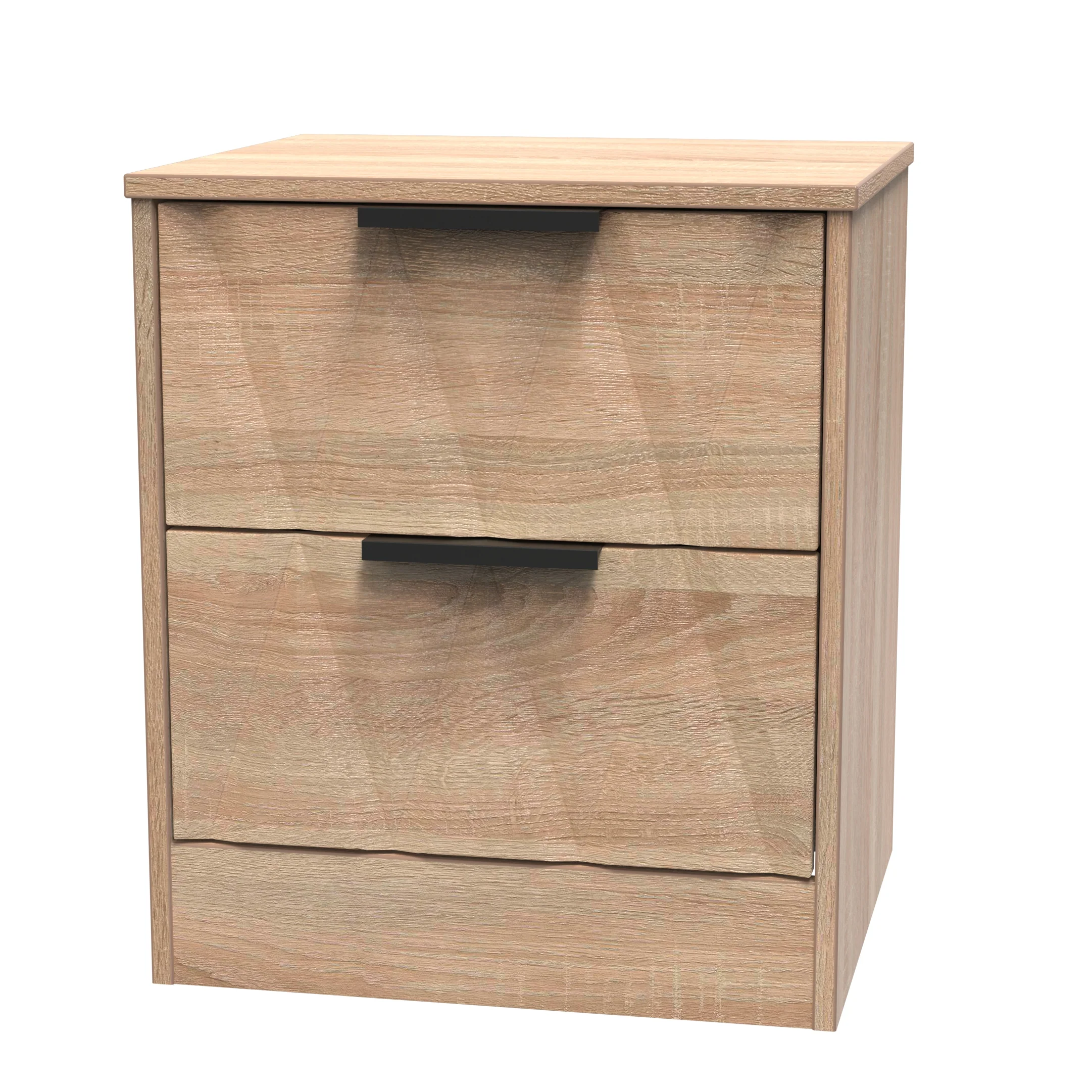 Calgary Ready Assembled 2 Drawer Bedside Cabinet in Bardolino Oak - Image 3