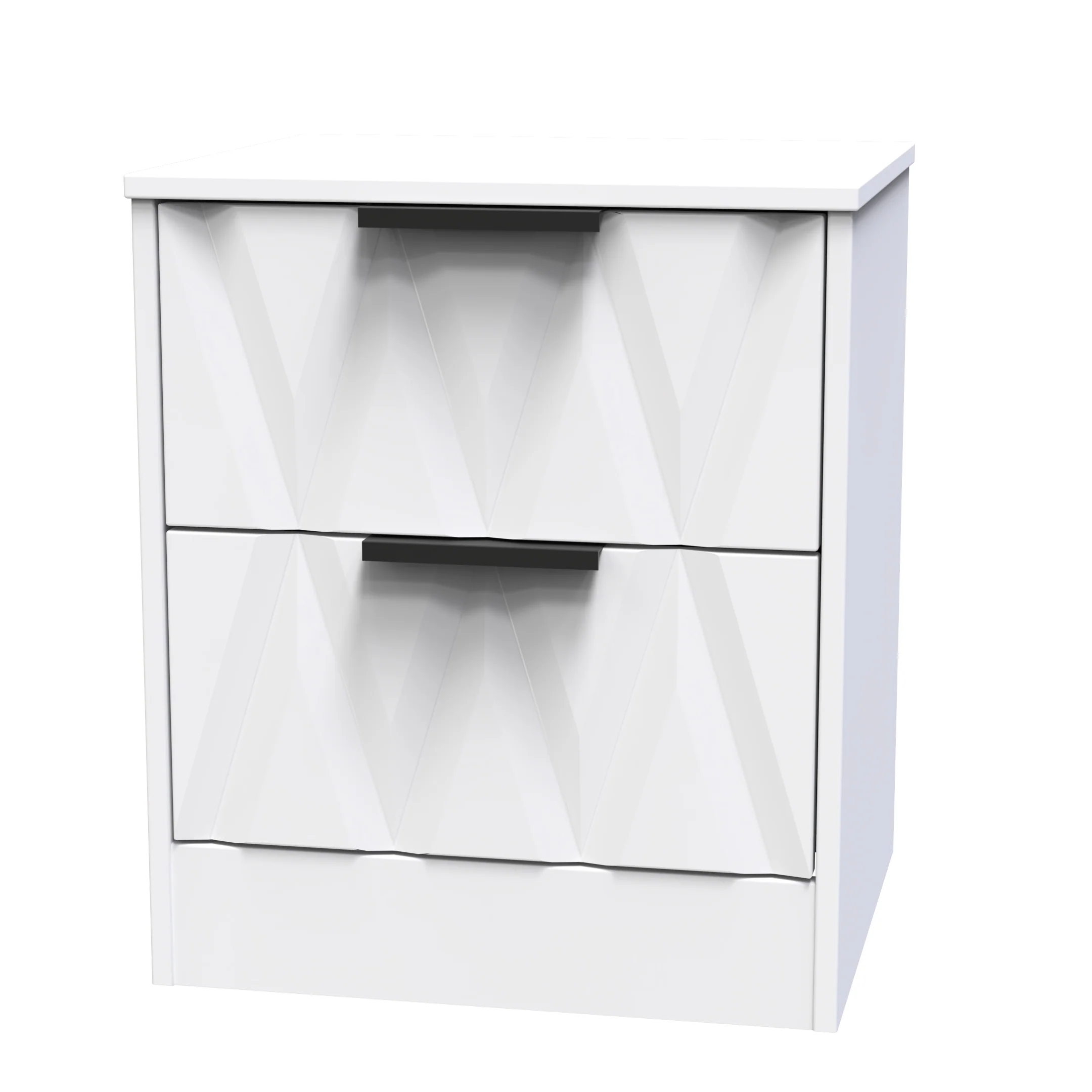 Calgary Ready Assembled 2 Drawer Bedside Cabinet in White Matt - Image 3