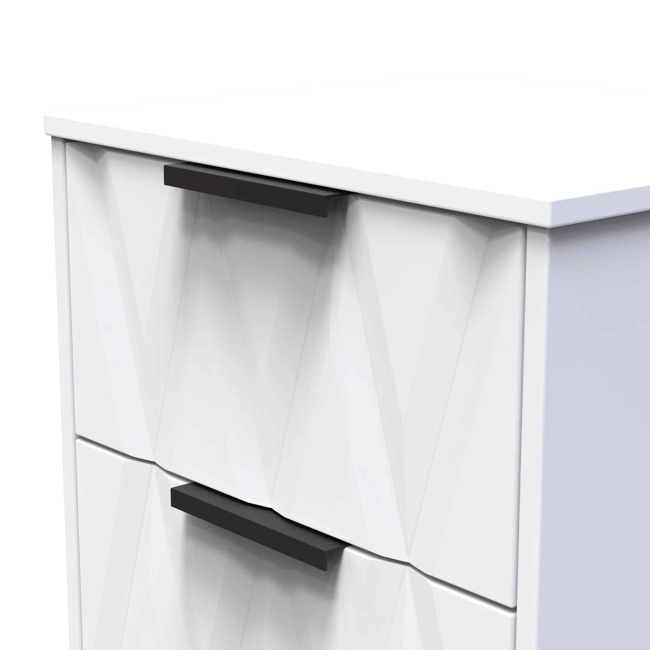Calgary Ready Assembled 2 Drawer Bedside Cabinet in White Matt - Image 4