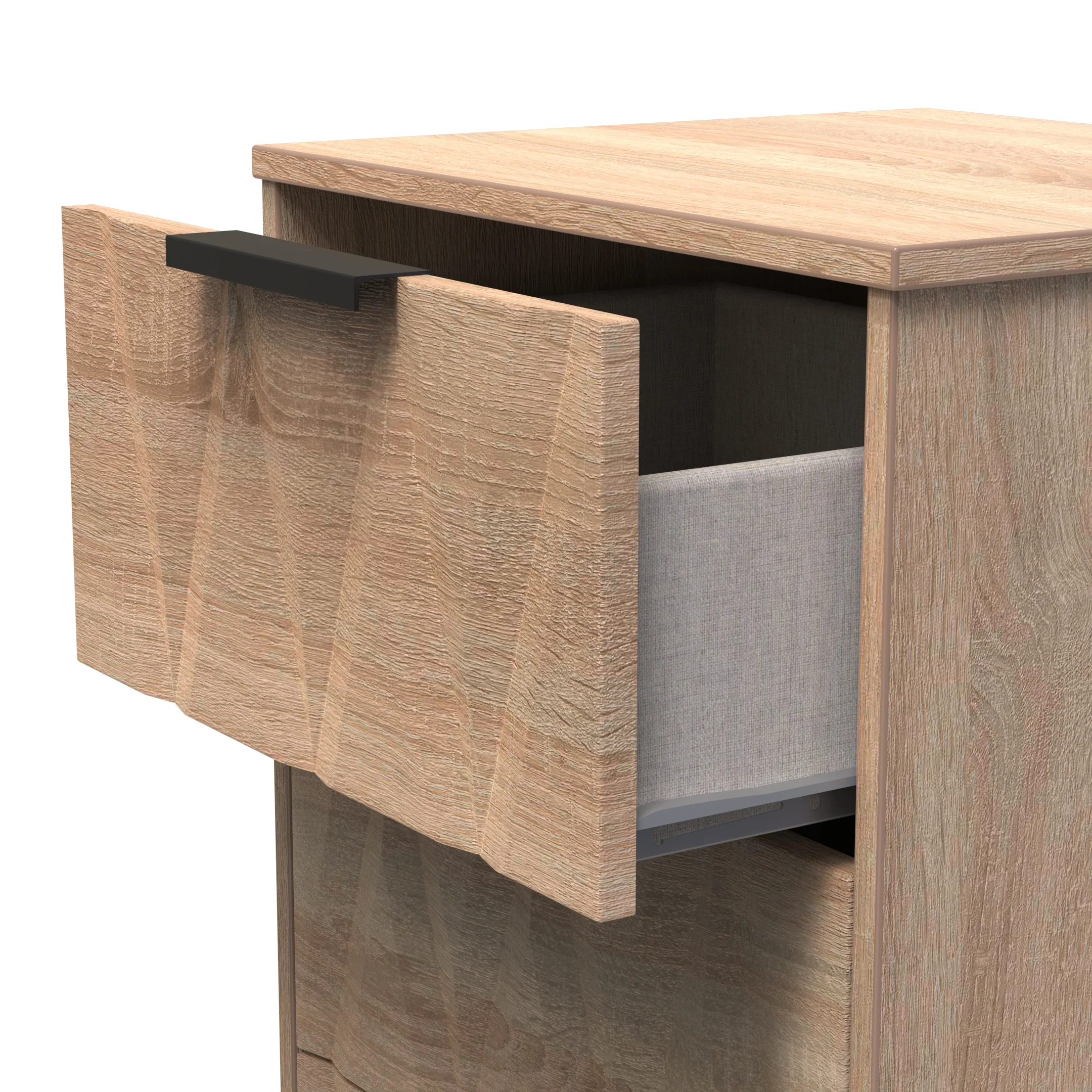 Calgary Ready Assembled 3 Drawer Bedside Cabinet in Bardolino Oak - Image 5