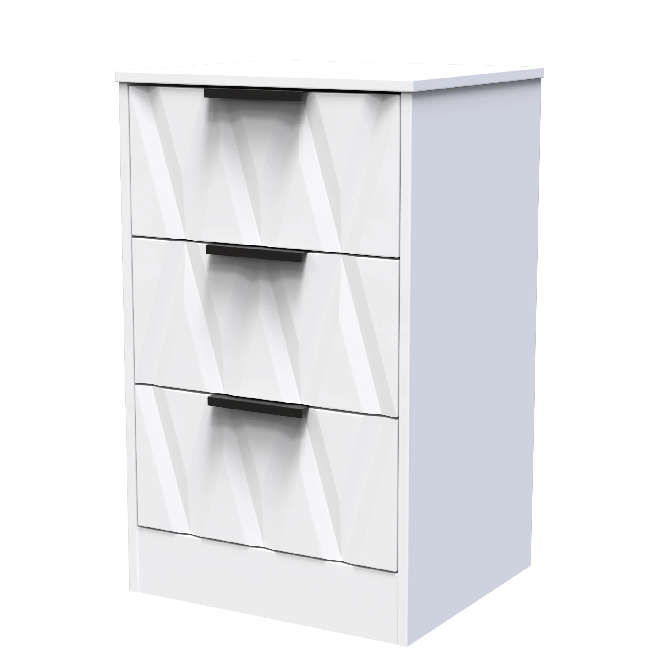 Calgary Ready Assembled 3 Drawer Bedside Cabinet in White Matt - Image 3