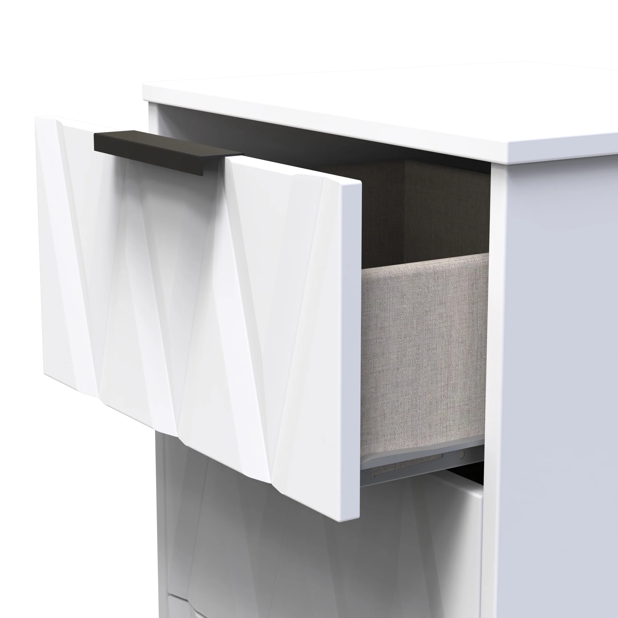 Calgary Ready Assembled 3 Drawer Bedside Cabinet in White Matt - Image 5