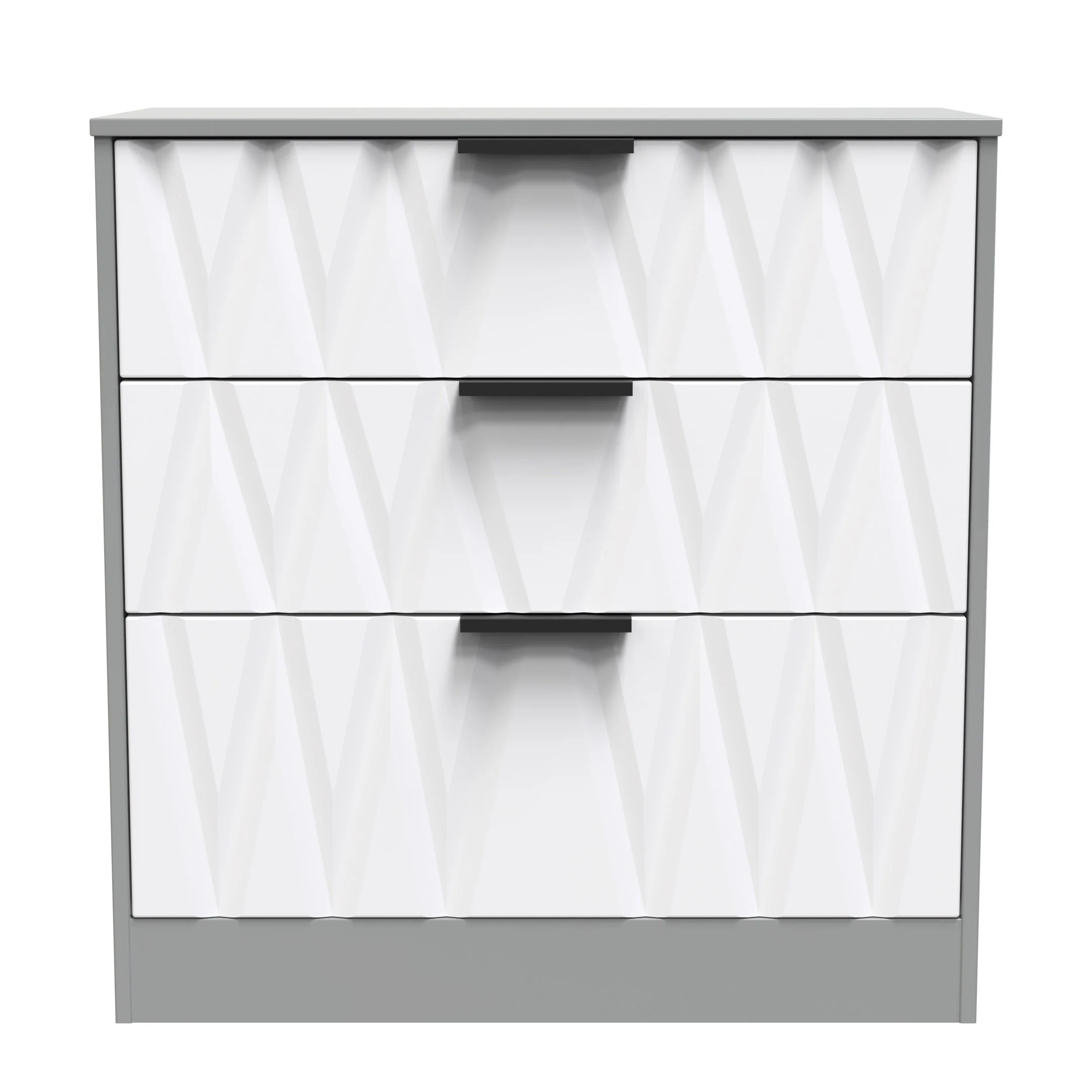 Calgary Ready Assembled 3 Drawer Deep Chest in White Matt & Dusk Grey - Image 2
