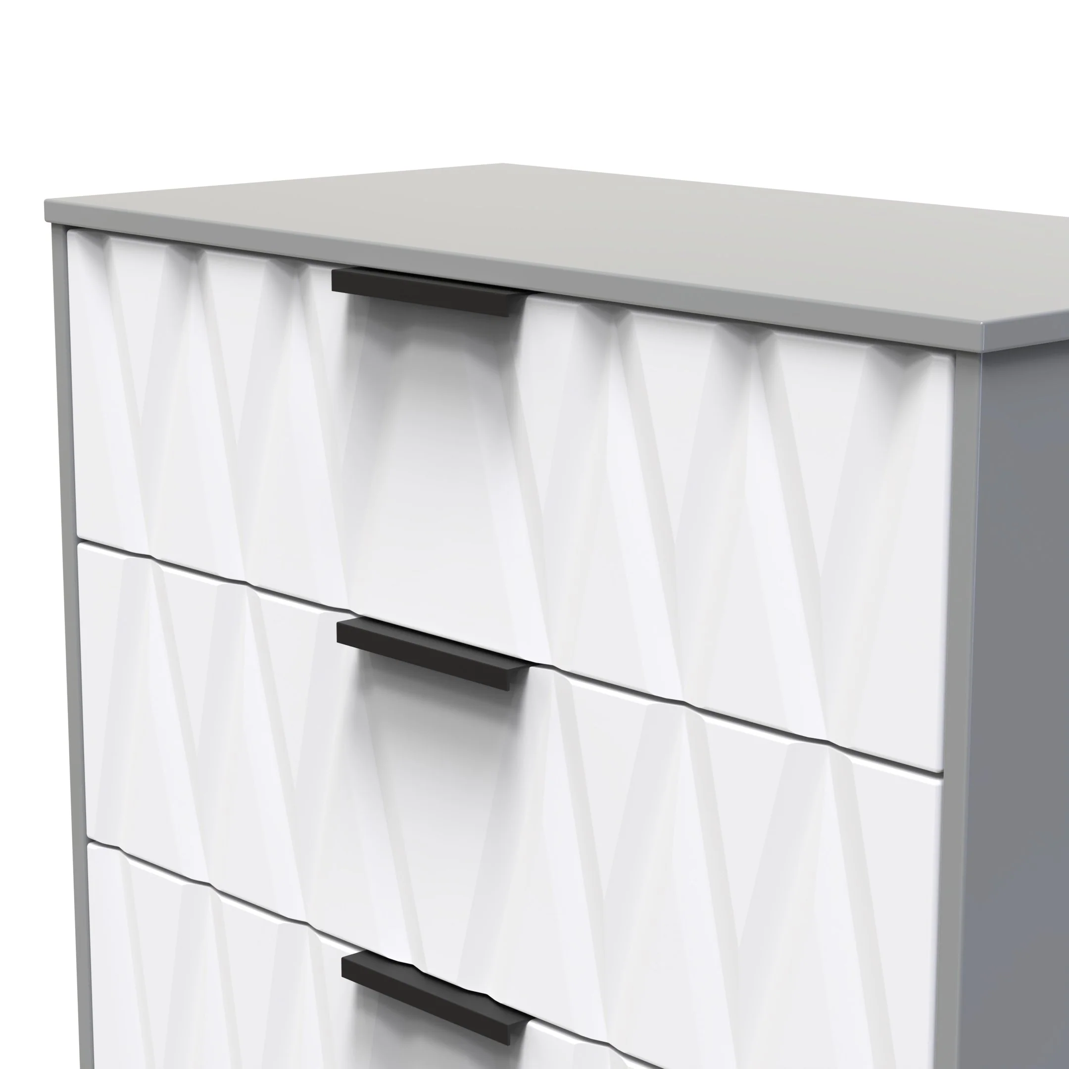 Calgary Ready Assembled 3 Drawer Deep Chest in White Matt & Dusk Grey - Image 4