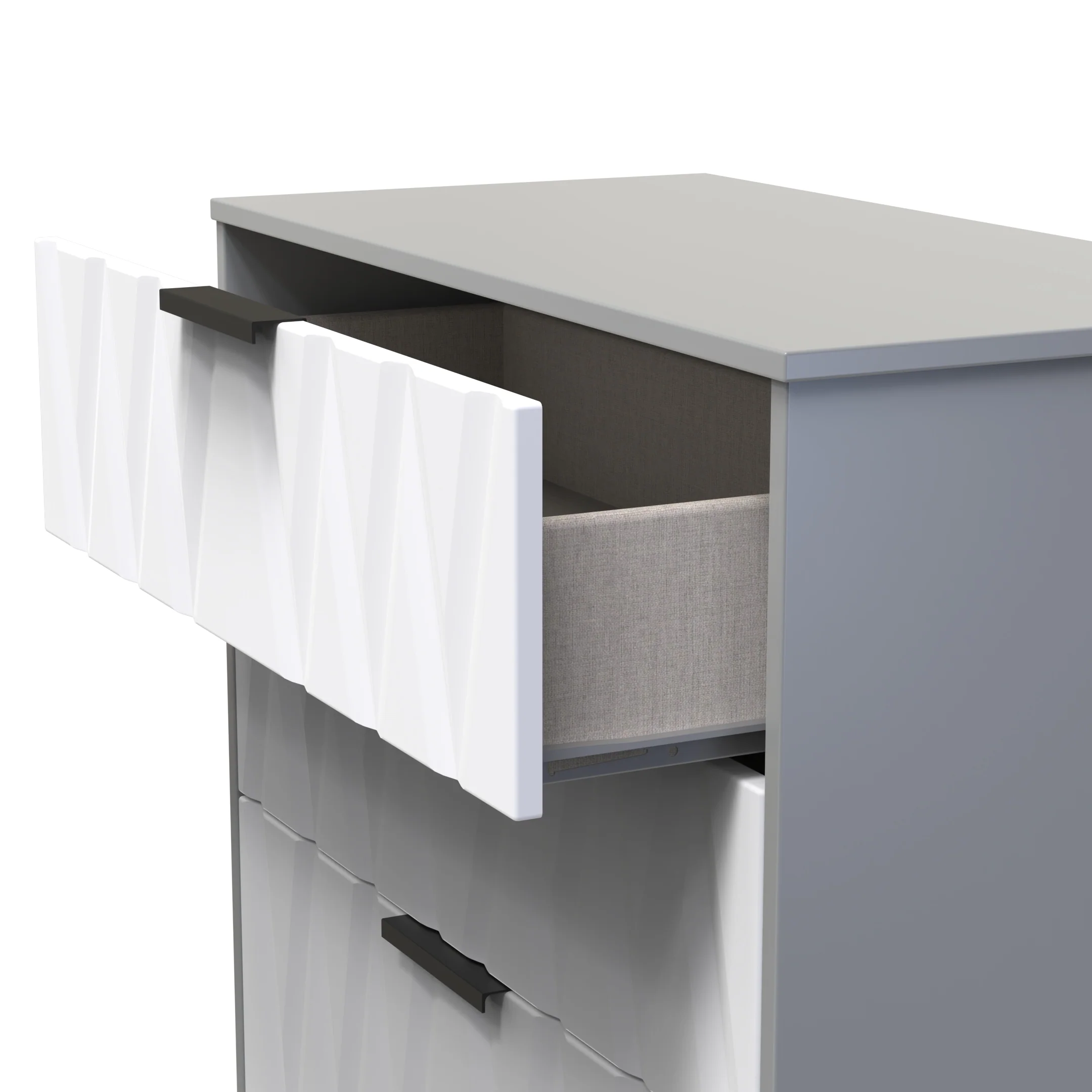 Calgary Ready Assembled 3 Drawer Deep Chest in White Matt & Dusk Grey - Image 5