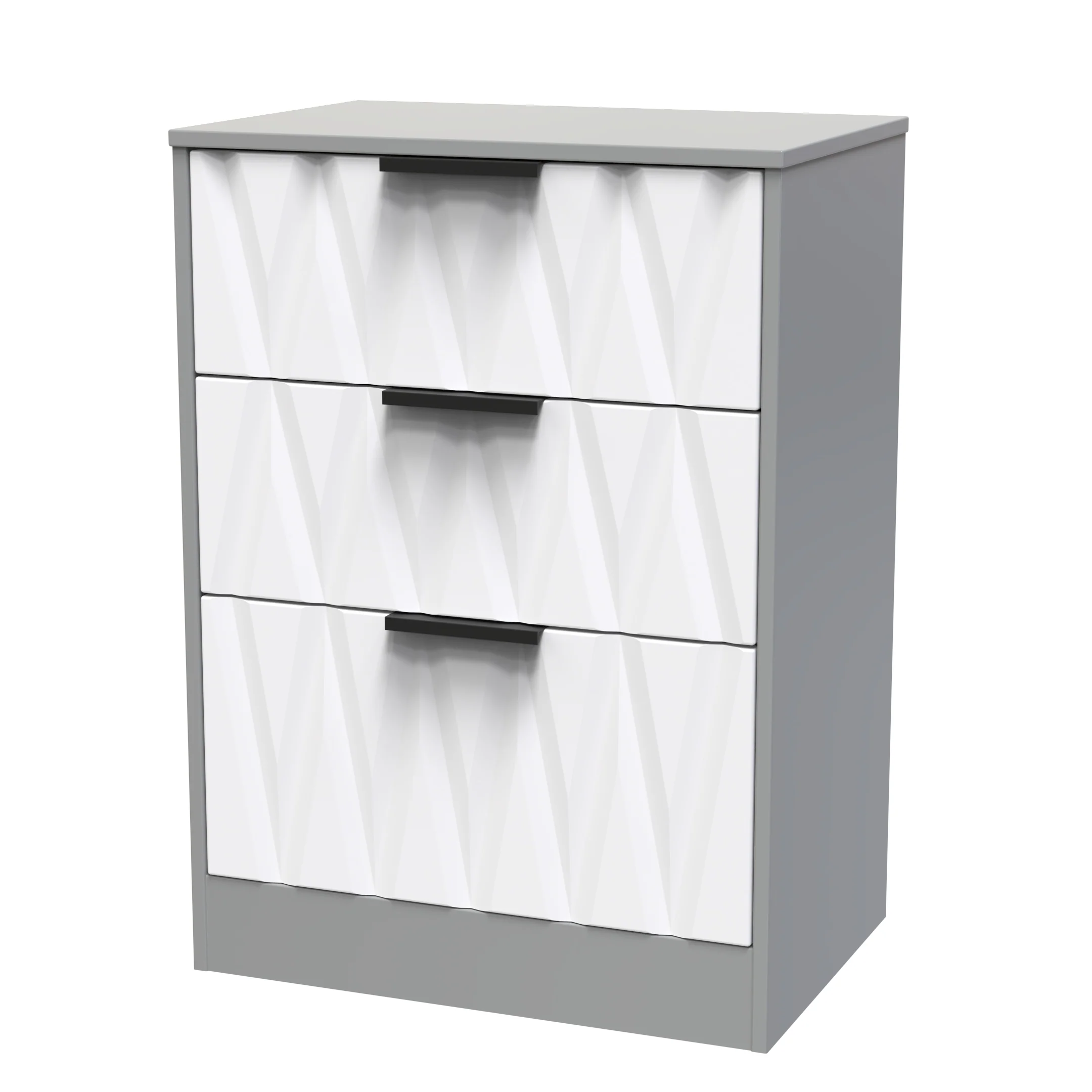 Calgary Ready Assembled 3 Drawer Midi Deep Chest in White Matt & Dusk Grey - Image 3