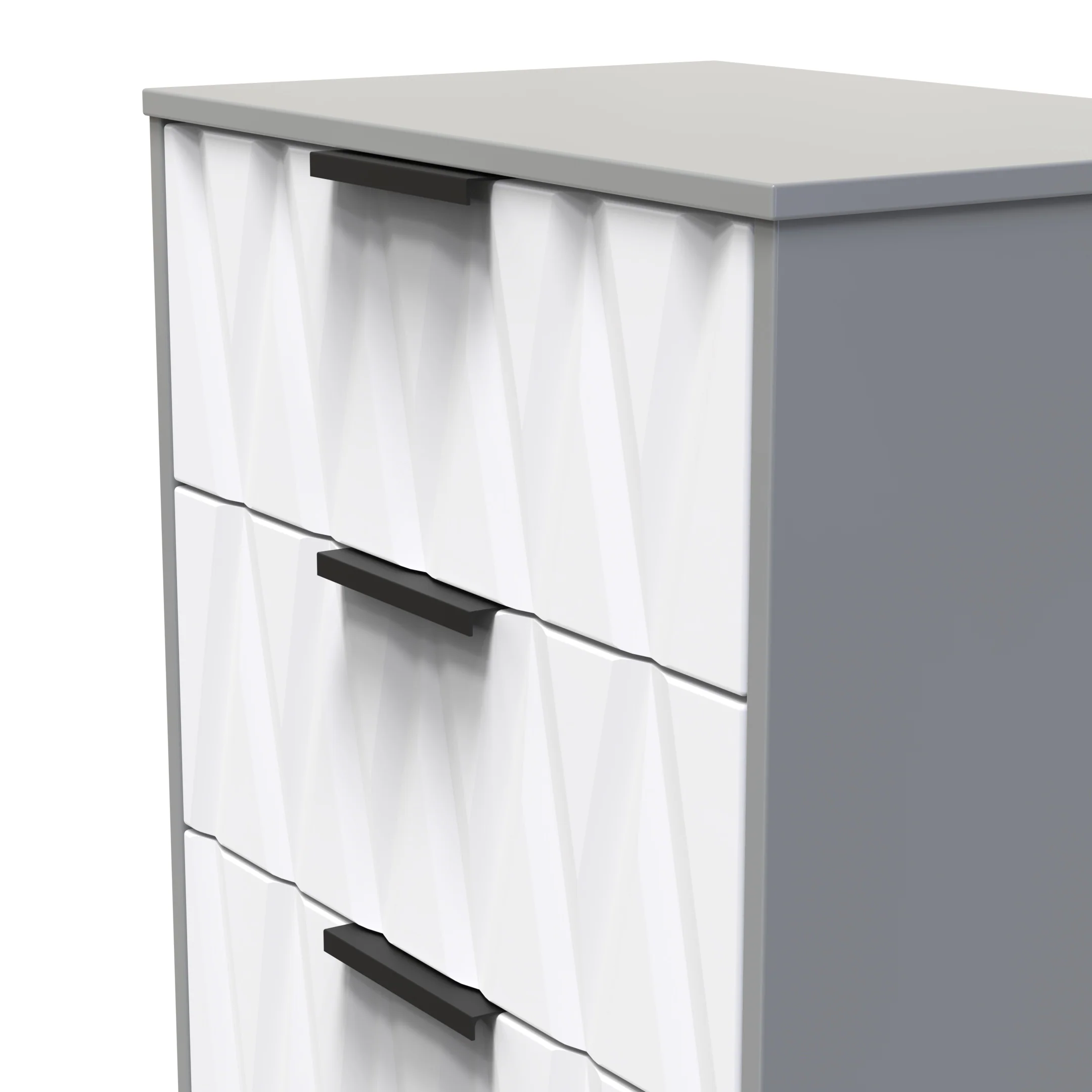 Calgary Ready Assembled 3 Drawer Midi Deep Chest in White Matt & Dusk Grey - Image 4