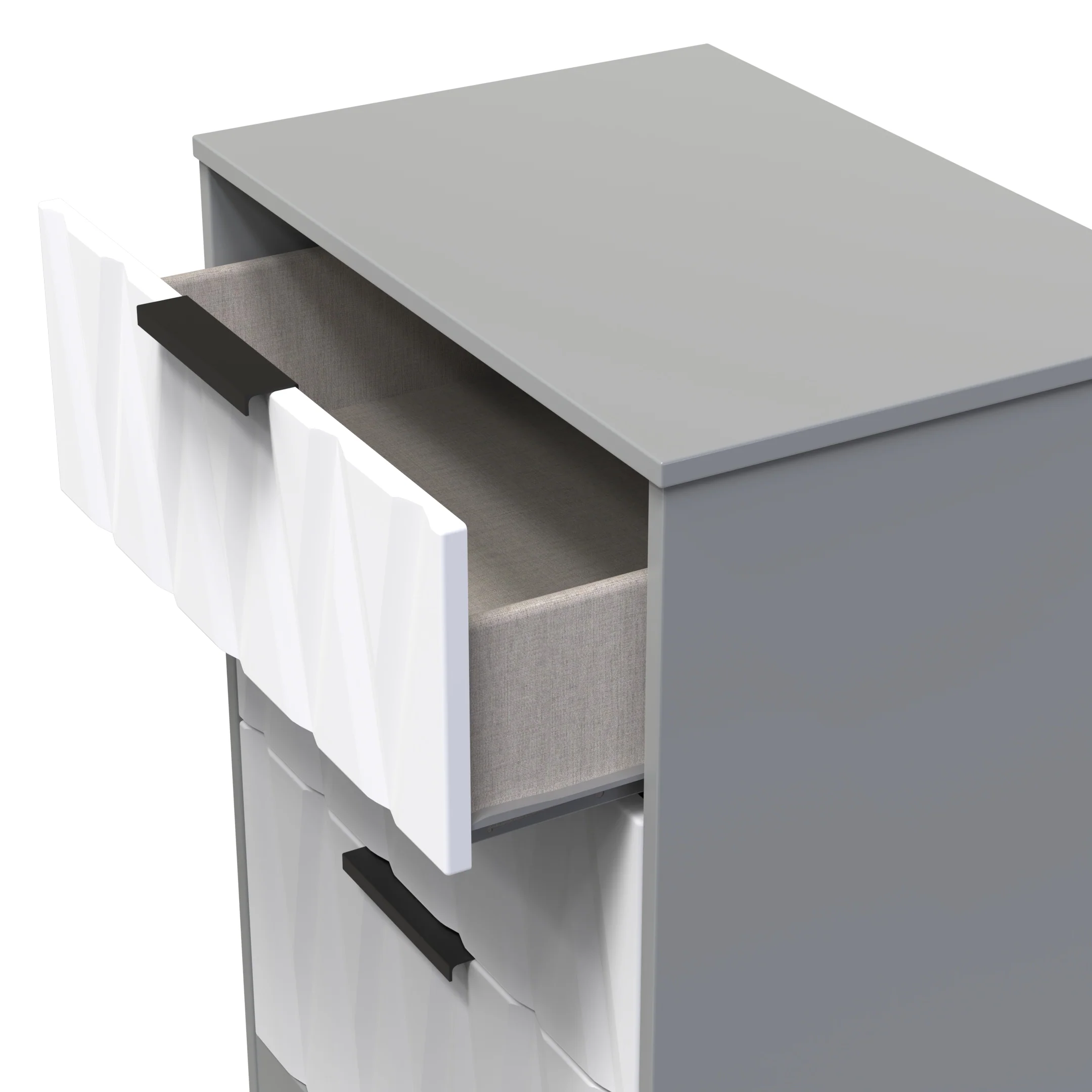 Calgary Ready Assembled 3 Drawer Midi Deep Chest in White Matt & Dusk Grey - Image 5